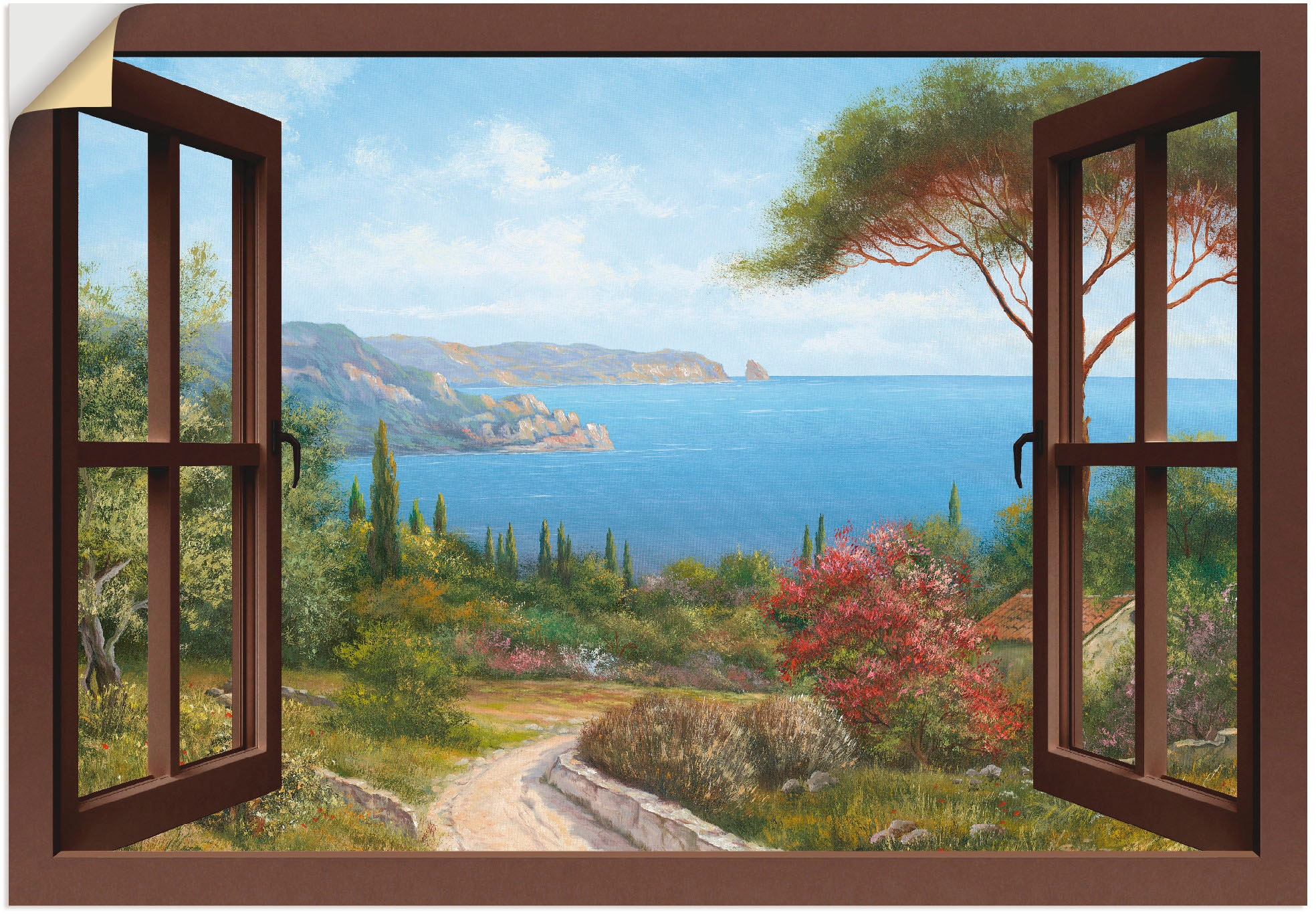 Artland Wandbild »Fensterblick Frühlingsmorgen«, Fensterblick, (1 St.), als  Leinwandbild, Wandaufkleber oder Poster in versch. Größen kaufen | BAUR