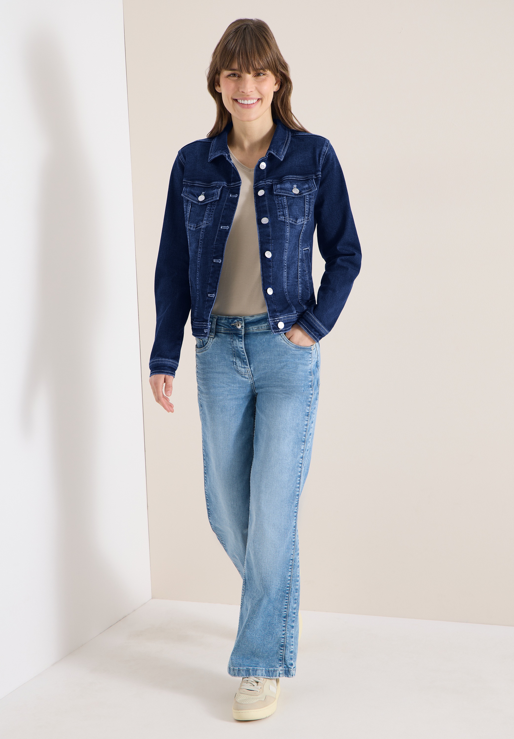 Cecil Jeansjacke ohne Kapuze mit Knopfleiste