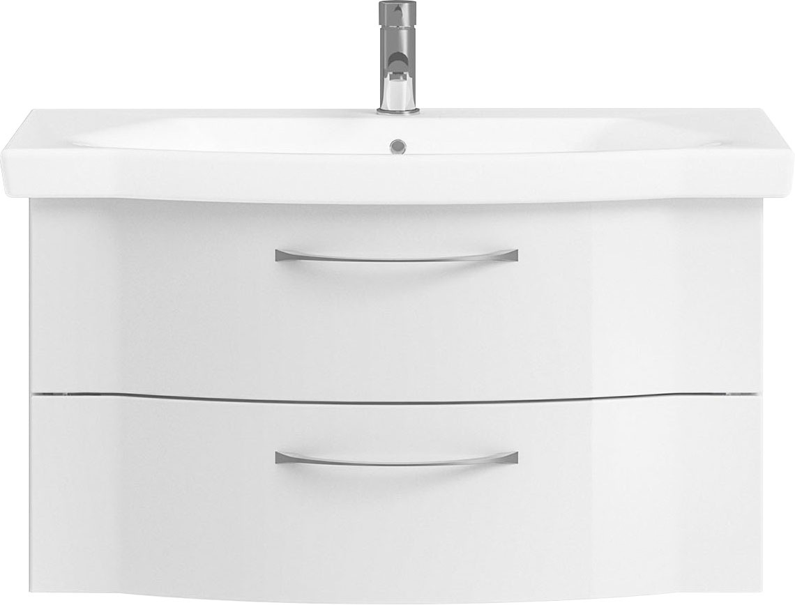 Saphir Badmöbel-Set »6005 Sprint 2-teilig, Keramik-Waschtisch mit LED-Spiegelschrank«, (2 St.), Waschplatz 98 cm breit, inkl. Türdämpfer, 3 Türen, 2 Schubladen