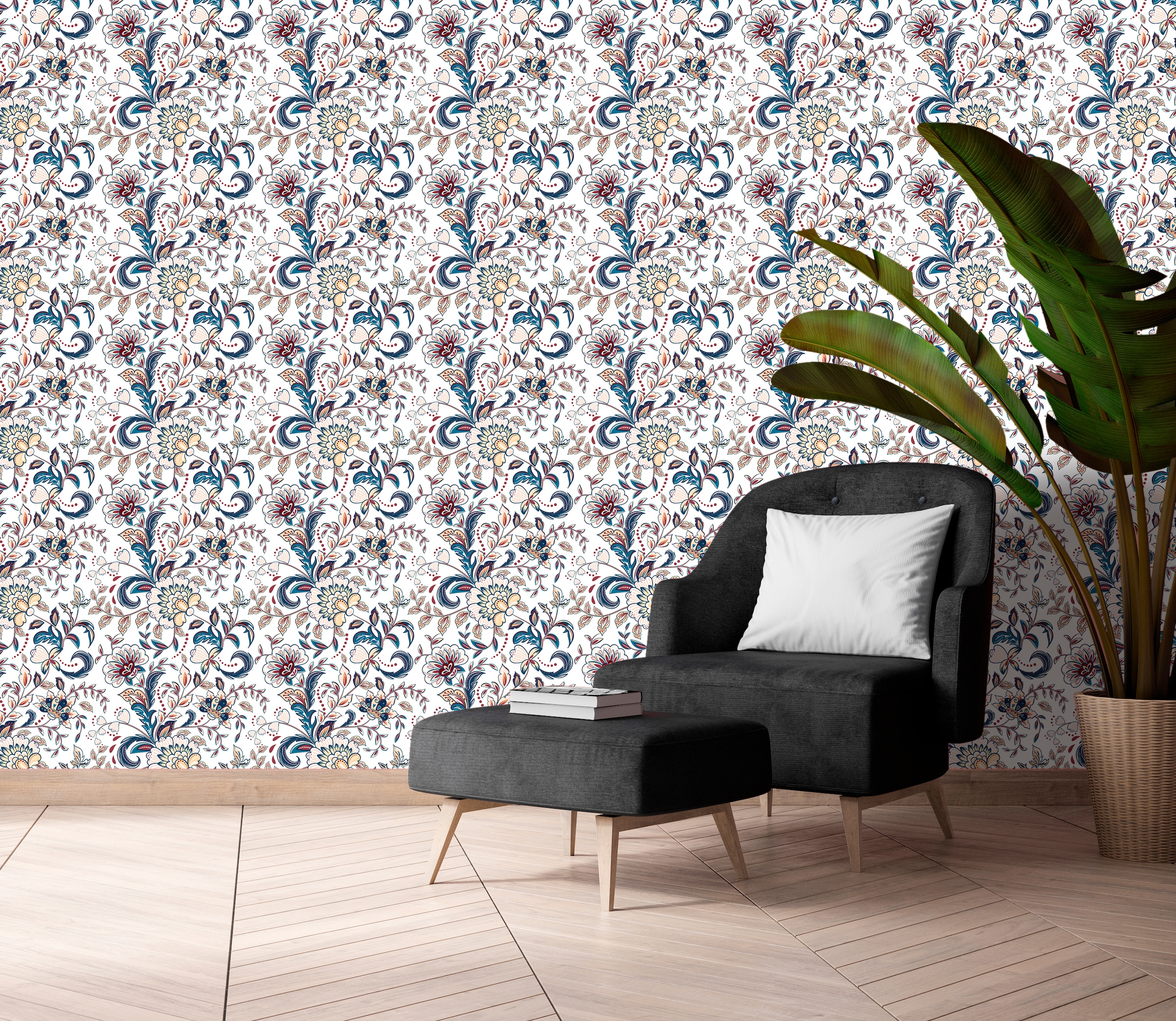 queence Vinyltapete »Loki«, bedruckt-Motiv-botanisch-floral-gemustert-natürlich, 90x250cm, selbstklebend, kinderleichte Anbringung, Sticker