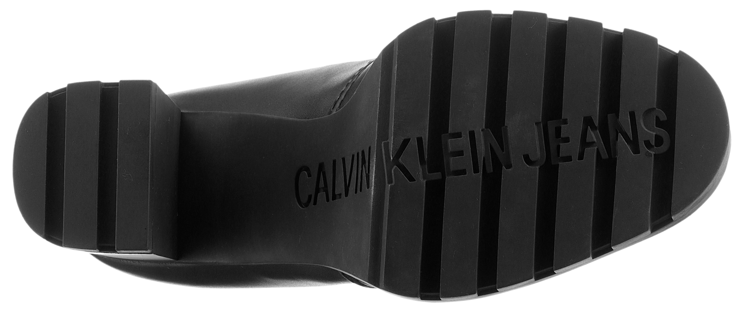 Calvin Klein Jeans High-Heel-Stiefelette »HEEL PLATFORM ZIP BOOT MG NAPPA«, Ankleboots, Stiefelette, Blockabsatz, mit Fersen-Reißverschluss