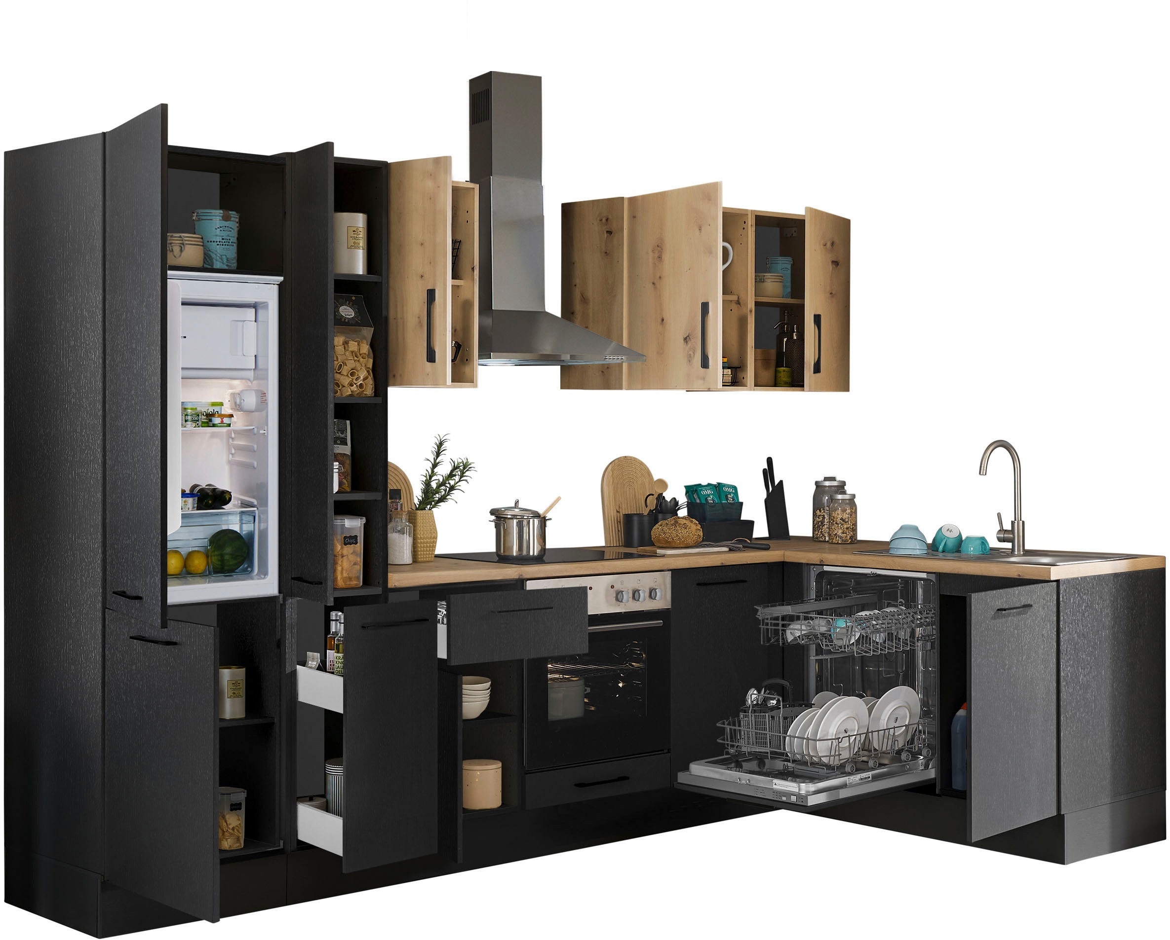 BASIC by Balculina Winkelküche »Turin«, Stellbreite 310x175 cm, wahlweise mit E-Geräten