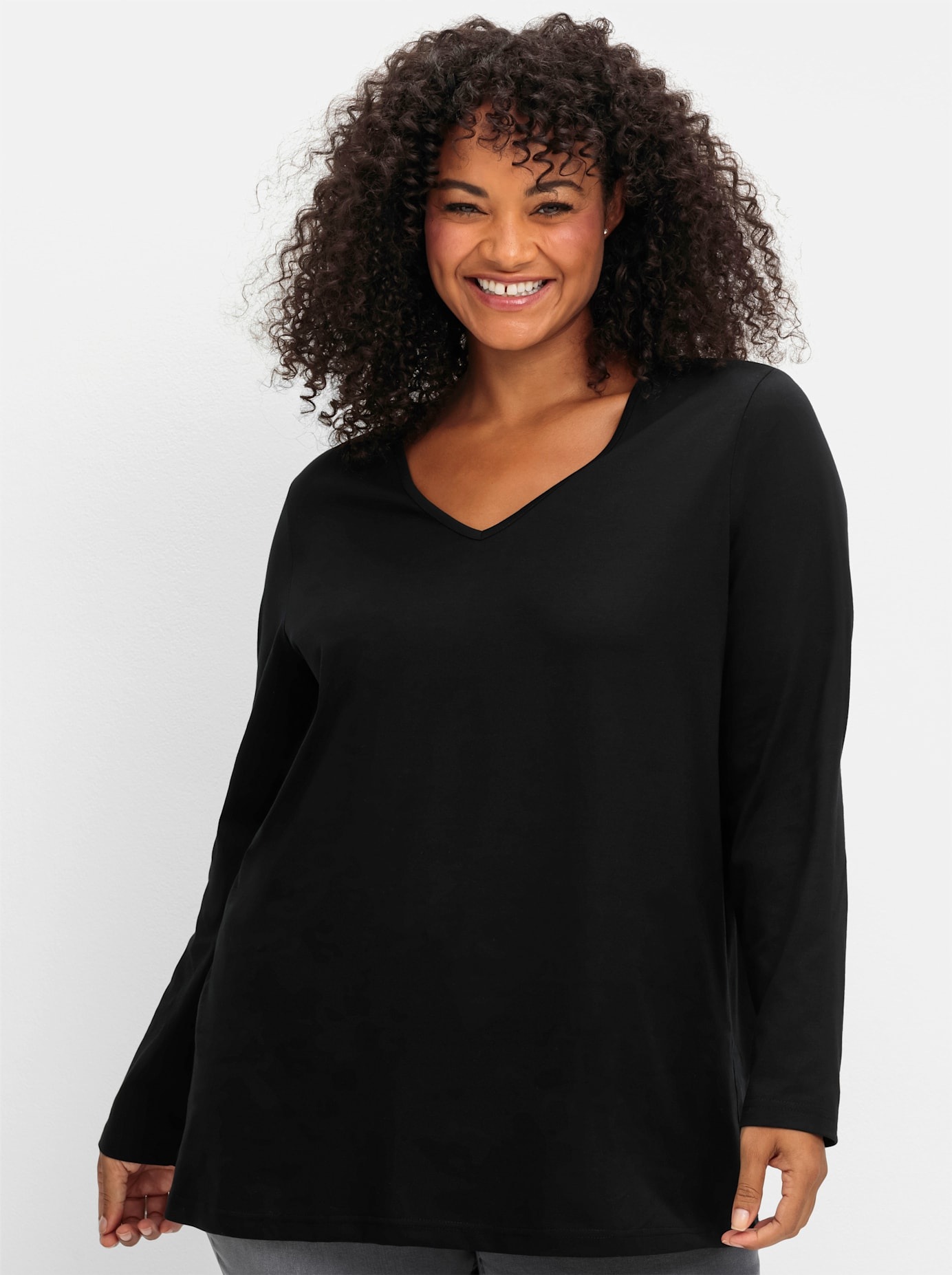 Sheego V-Shirt "Langarmshirt", (1 tlg.) günstig online kaufen