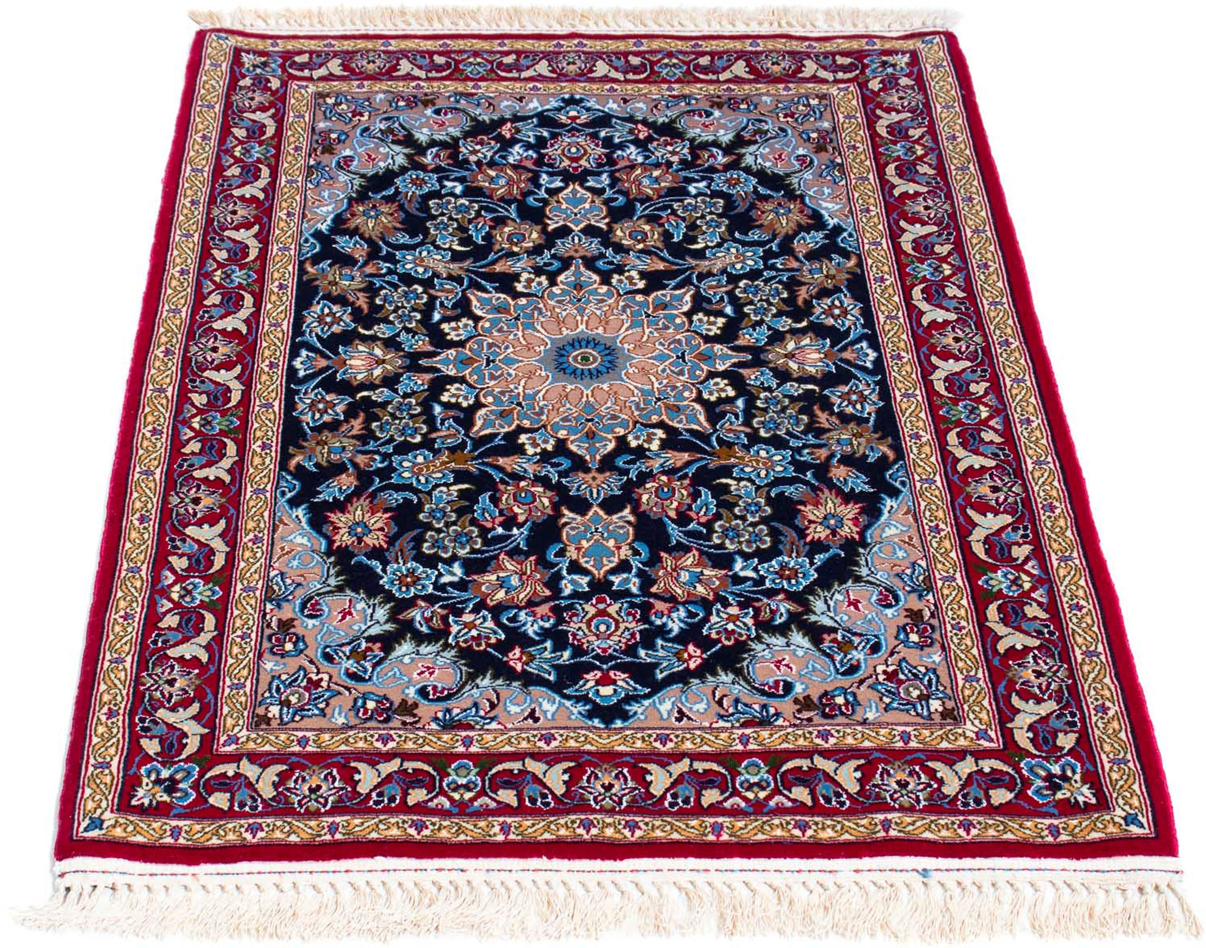 morgenland Orientteppich "Perser - Isfahan - Premium - 104 x 72 cm - dunkelblau", rechteckig, 6 mm Höhe, Wohnzimmer, Han