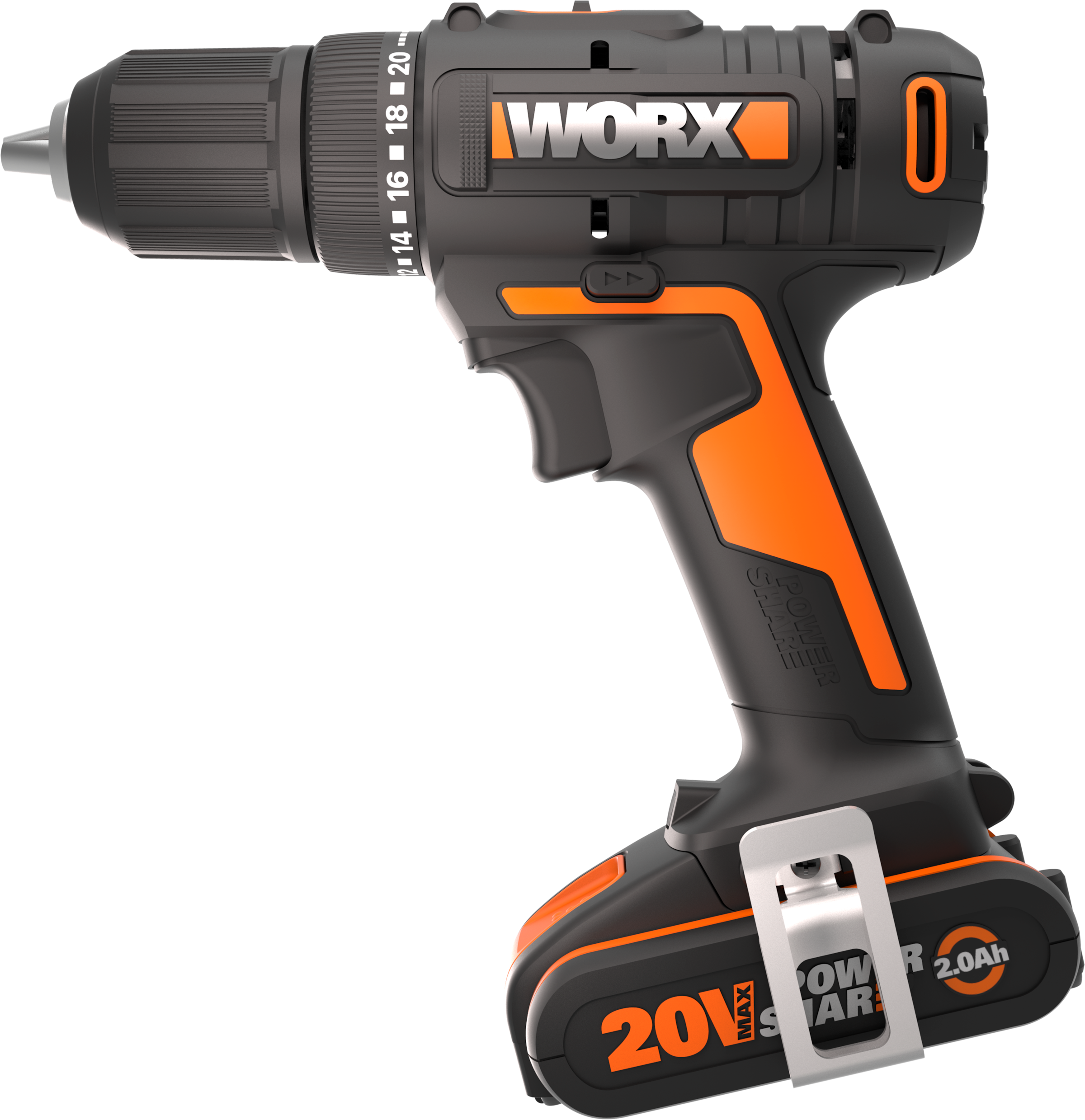 Worx Akku-Bohrschrauber »WX108«, (Set), zum Bohren & Schrauben, 20+1 Drehmoment, inkl. 2 Akkus & Ladegerät