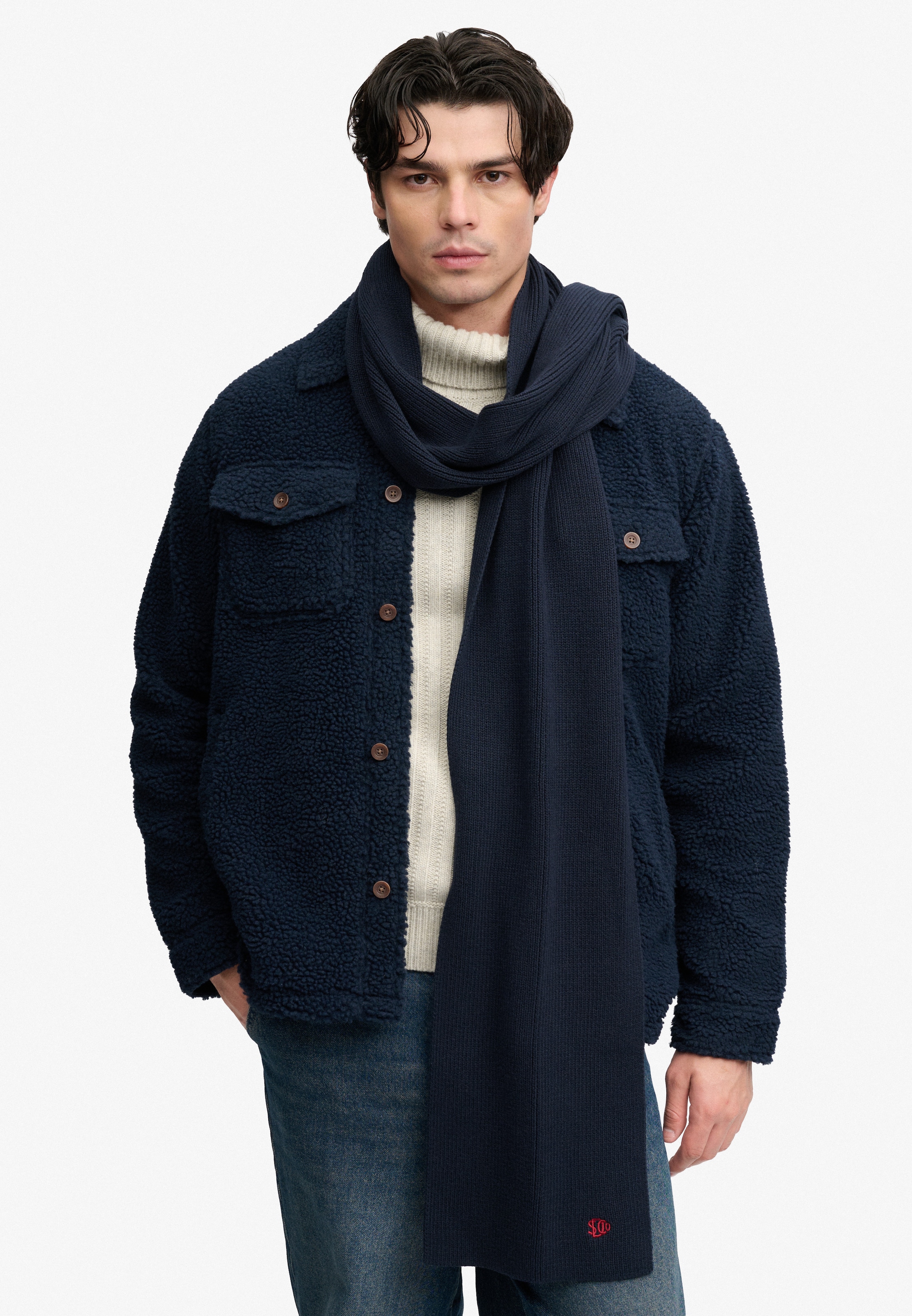 Superdry Strickschal »SD LOGO KNITTED SCARF« Materialmix, regular fit
