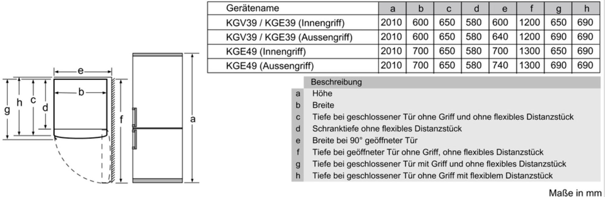 BOSCH Kühl-/Gefrierkombination »KGE364LCA«, KGE364LCA, 186 cm hoch, 60 cm  breit | BAUR