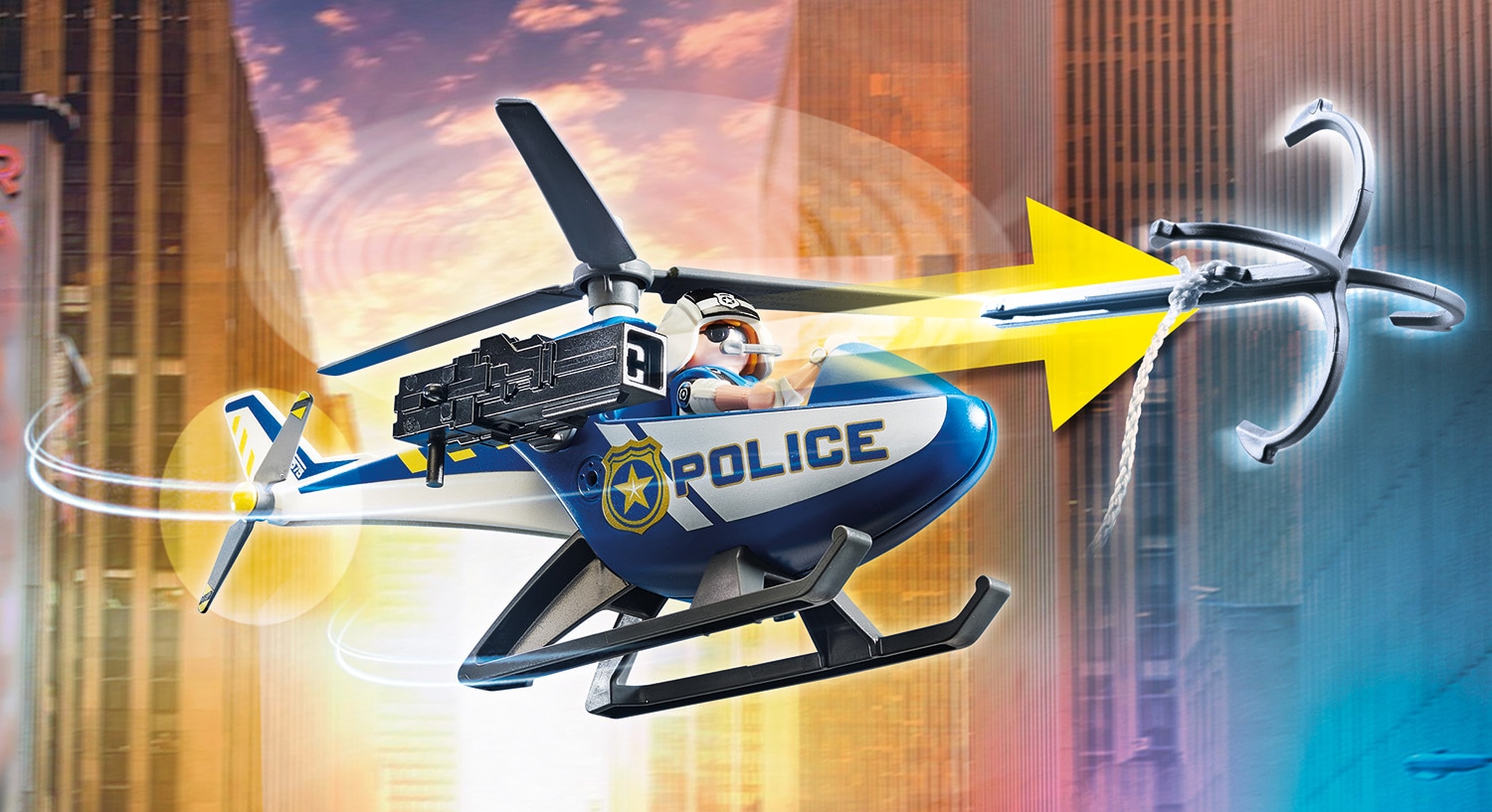 Playmobil® Konstruktions-Spielset »Polizei-Helikopter: Verfolgung des Fluchtfahrzeugs (70575)«, (124 St.), City Action