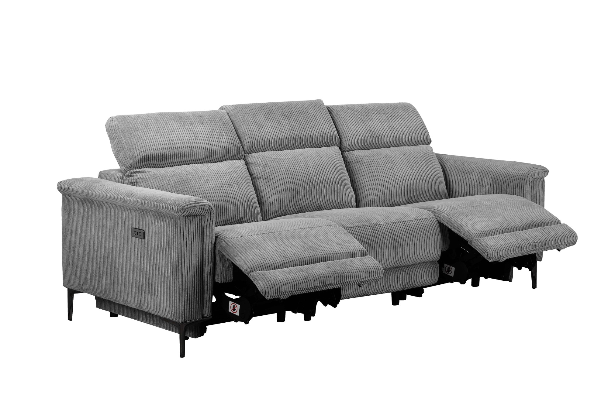 Home affaire 3-Sitzer »Lund Cord, mit manueller o. elektrischer Relaxfunktion in 2 Sitzen,«, USB-C, Kopfteilverstellung, Breite 222 cm
