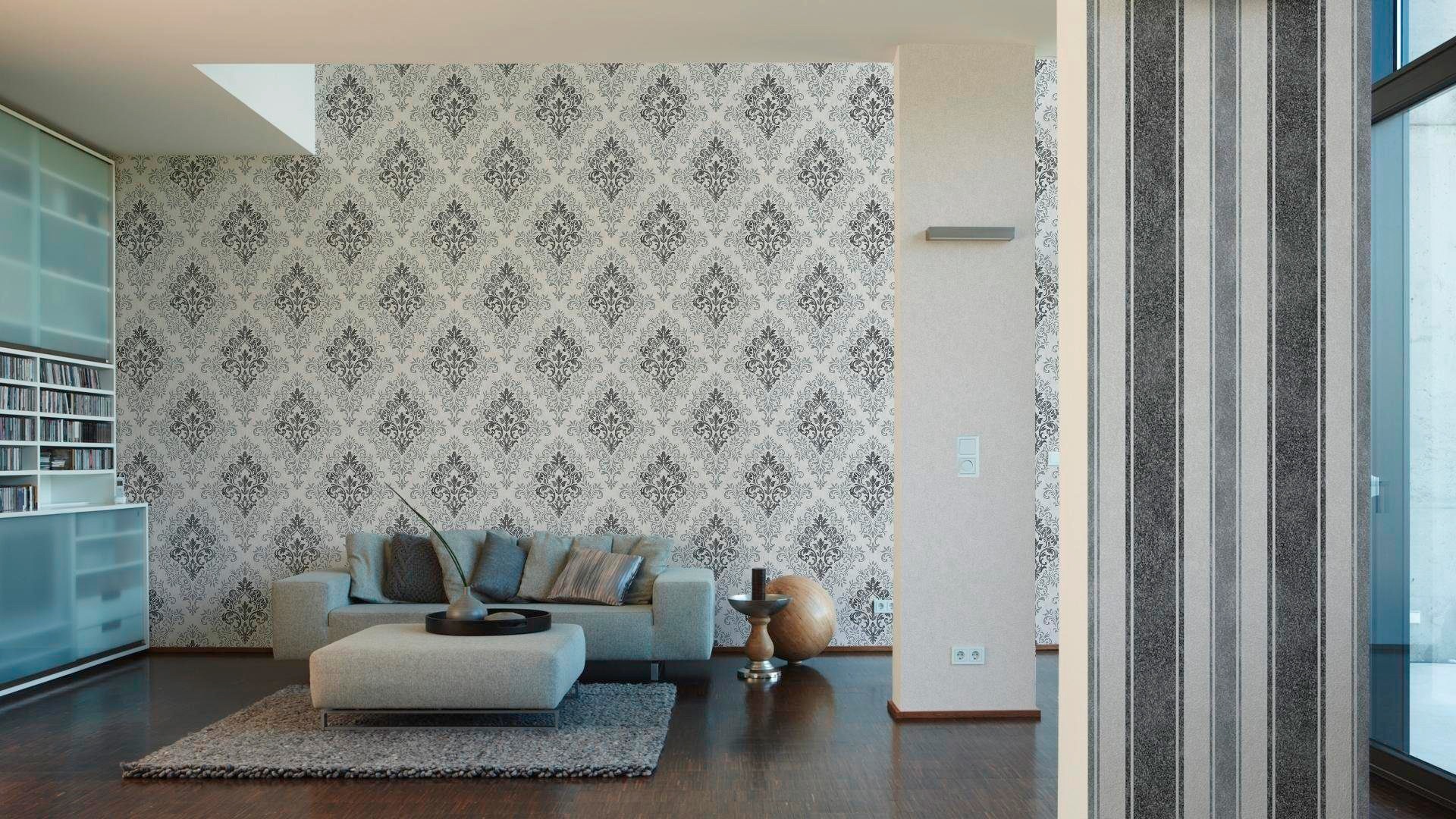 living walls Vliestapete »Tapete mit Ornamenten barock«, metallic-matt-glänzend-ornamental-floral-gemustert, Tapete Klassik Metallic Tapeten Wohnzimmer Schlafzimmer Küche modern