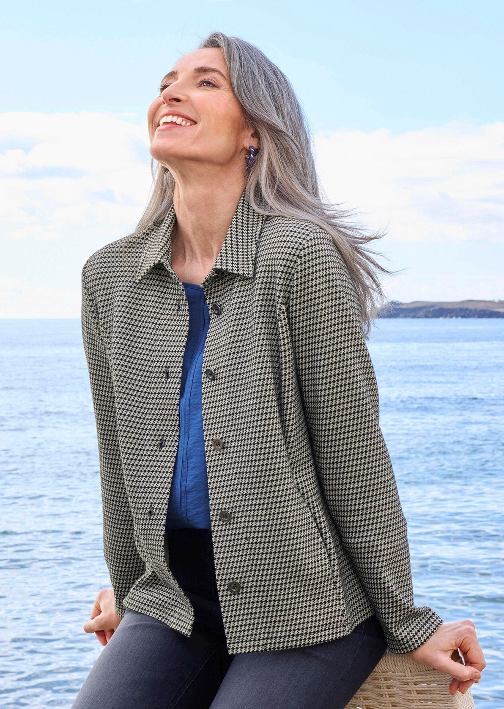 GOLDNER Sommerjacke »Kurzgröße Lässige Baumwolljacke, Pepitamuster«