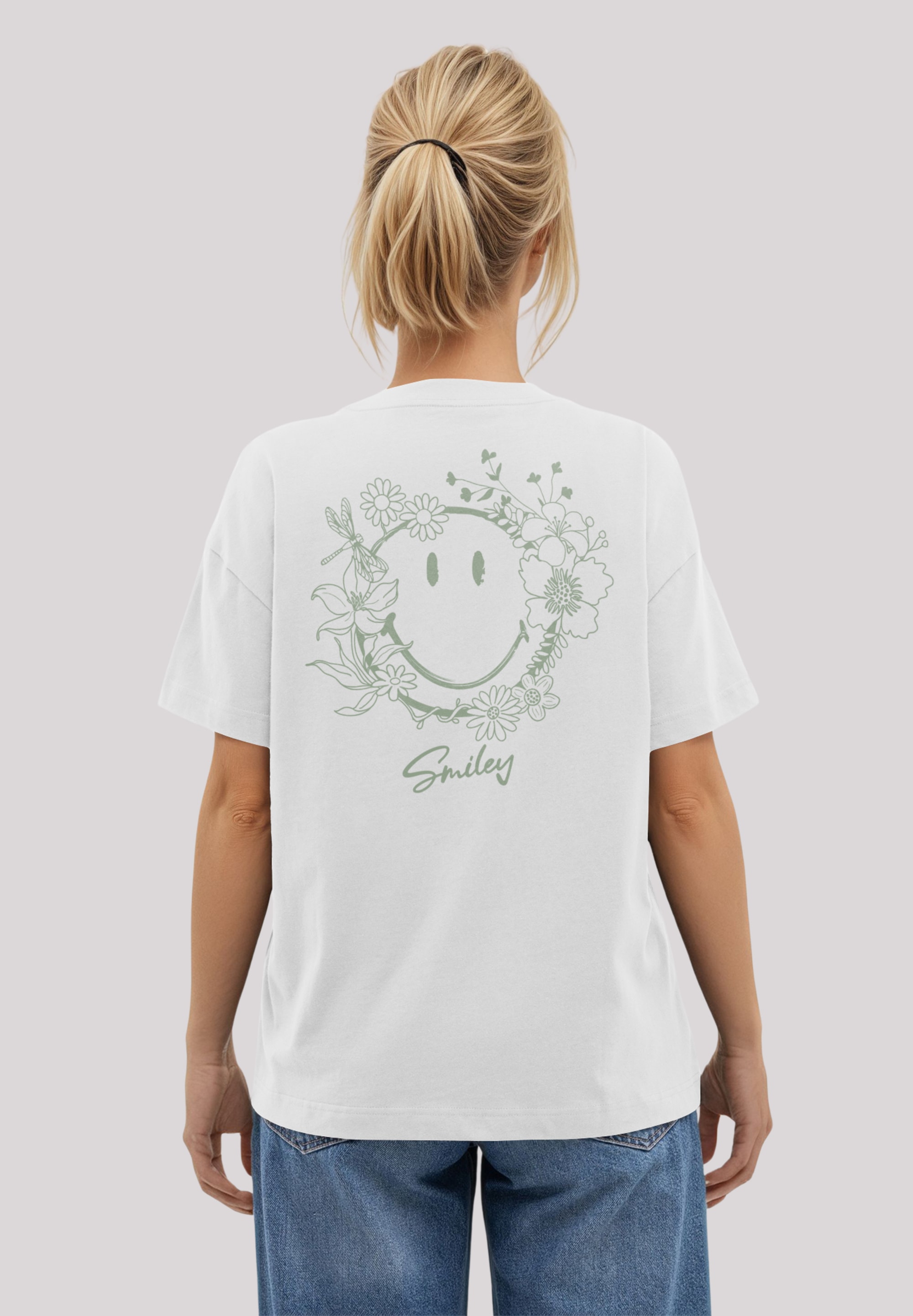 F4NT4STIC T-Shirt »Smiley Originals Spring Flowers Happy Face Design«, Premium Qualität