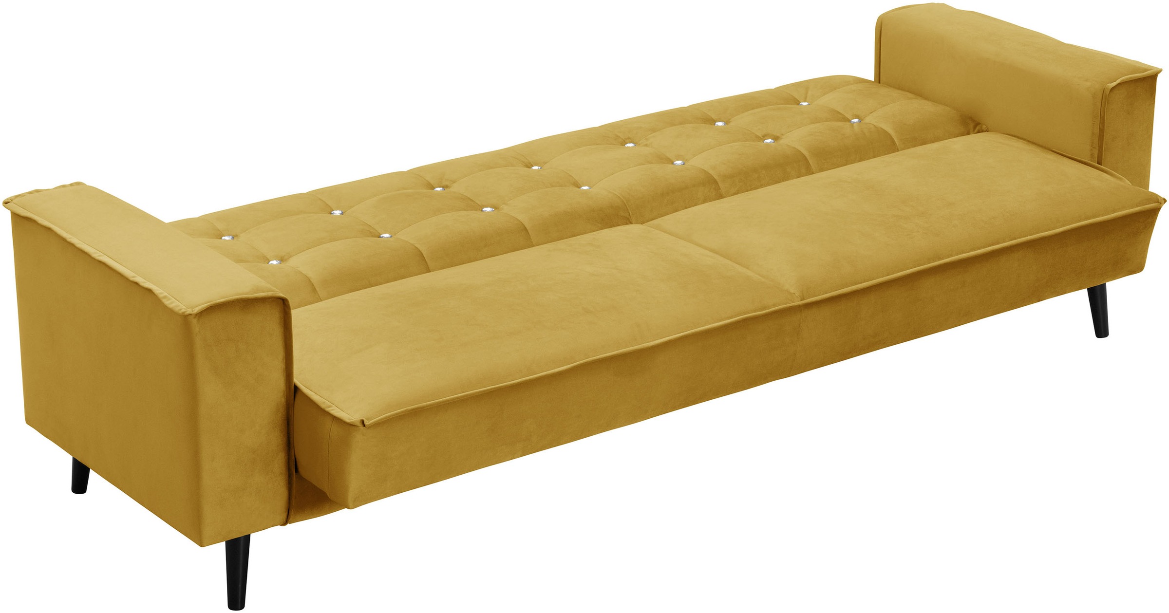 Max Winzer® Schlafsofa »Jersey, 3-Sitzer, Sofa in exklusivem Design, mit Strasssteinen«, handgefertigt, hochwertige Konstruktion, Samtvelours, mit Bettfunktion