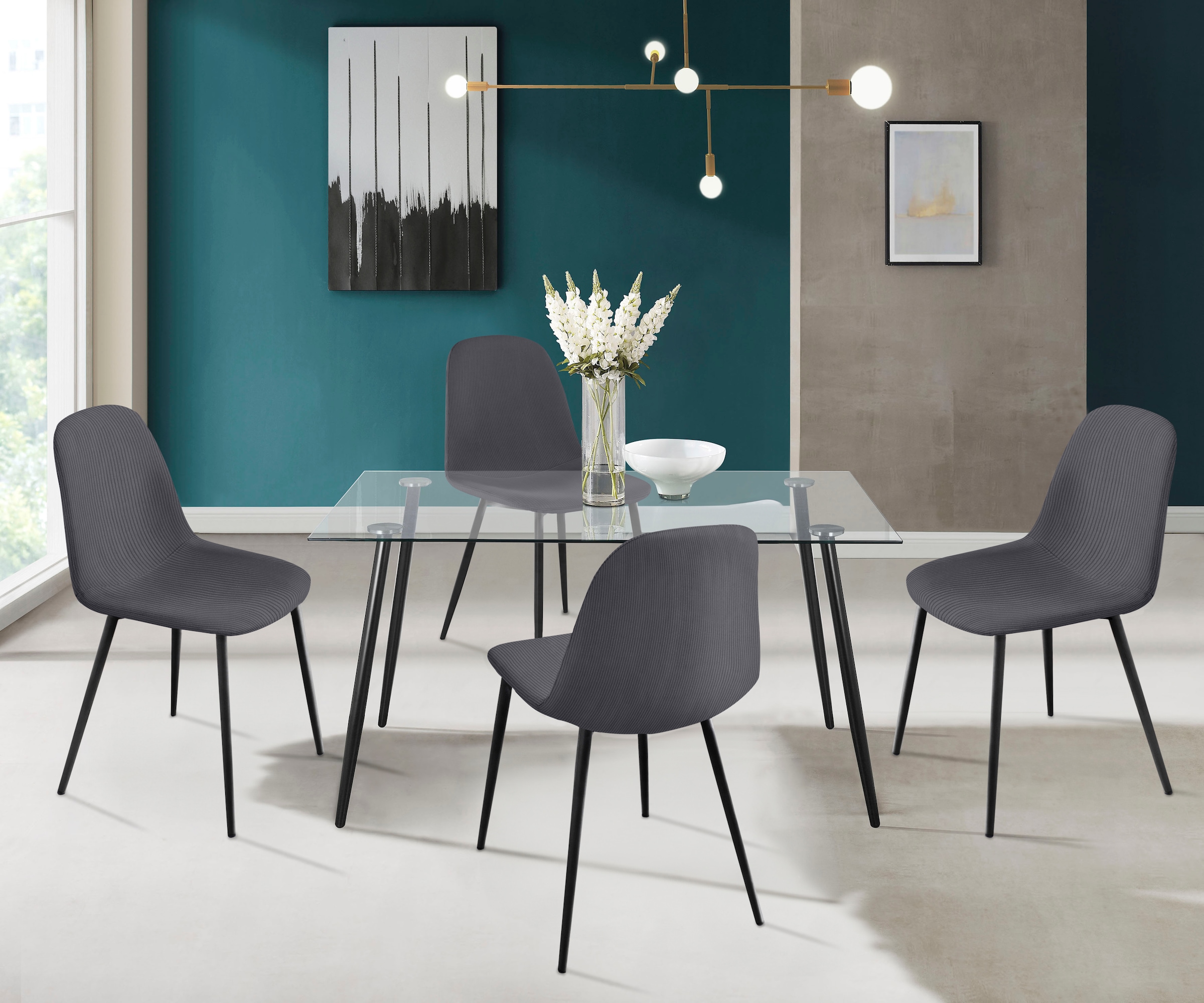 INOSIGN Essgruppe "Danny-Miller" Set, Set 140 cm, 5 Stk. tlg. Glastisch 140 günstig online kaufen