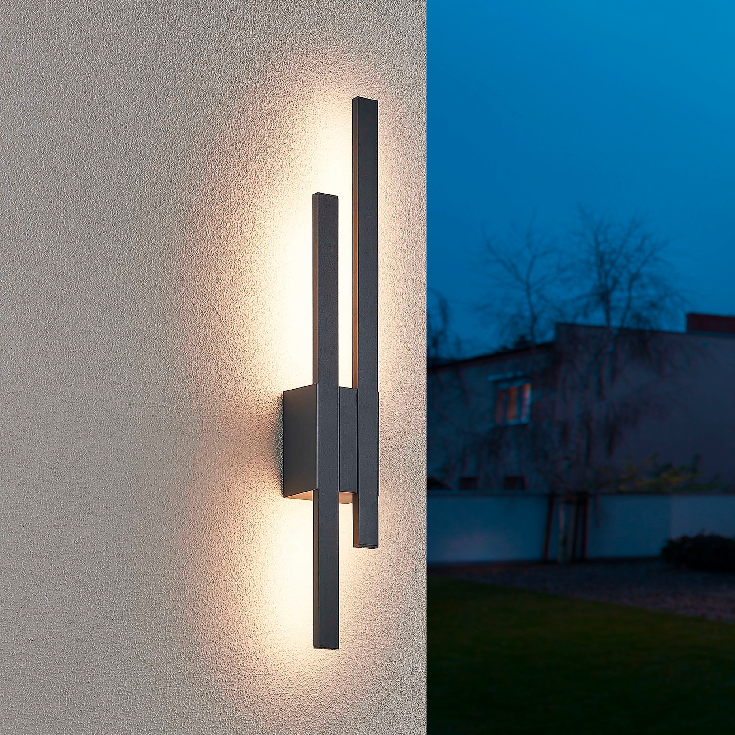TRIO Leuchten LED Außen-Wandleuchte »TAWA, Outdoor Wandlampe IP54 für Garten Terrasse Hauswand, 2x 9W LED«, 2 flammig, Leuchtmittel LED-Board | LED fest integriert, LED Wandlicht warmweiß 3000K 900 Lumen, Stil LED Wandfackel, Backlight