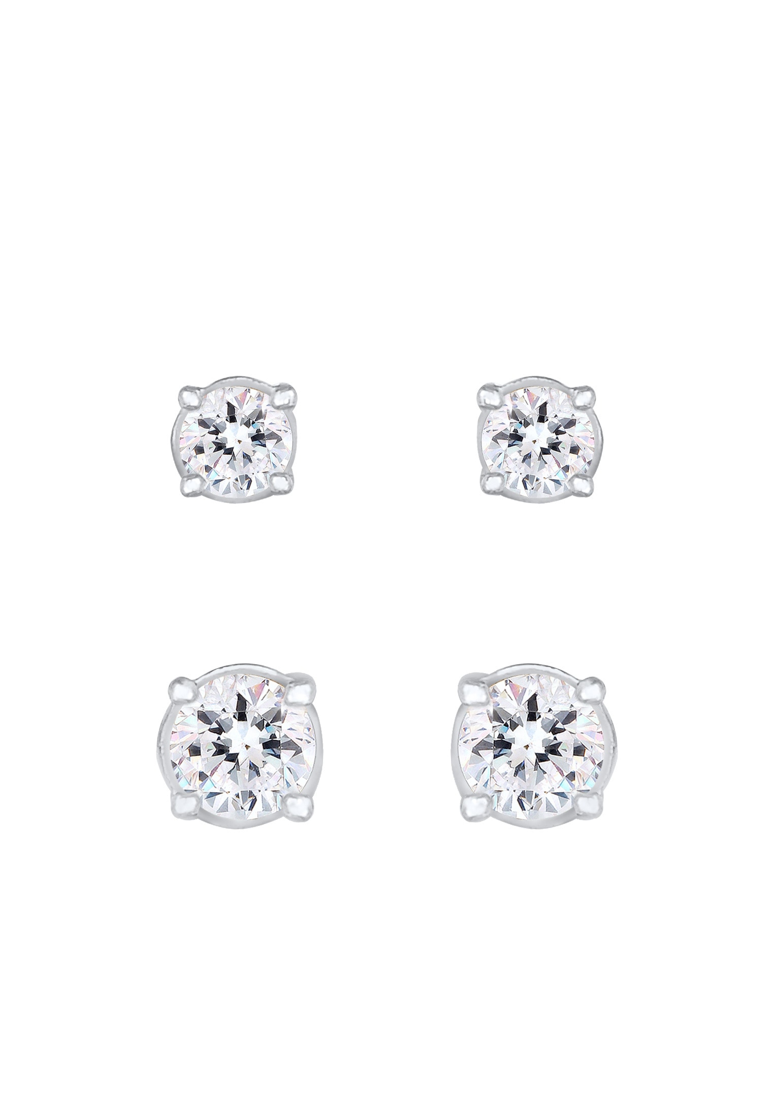 Elli Ohrstecker-Set »Ohrringe Paar Ohrstecker Rund Kristalle (4 tlg) 925 Sterling Silber«