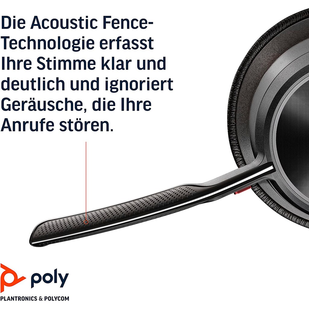 Poly Wireless-Headset »VOYAGER FOCUS 2 UC«, A2DP Bluetooth-AVRCP Bluetooth-HFP-HSP, Active Noise Cancelling (ANC)-Freisprechfunktion