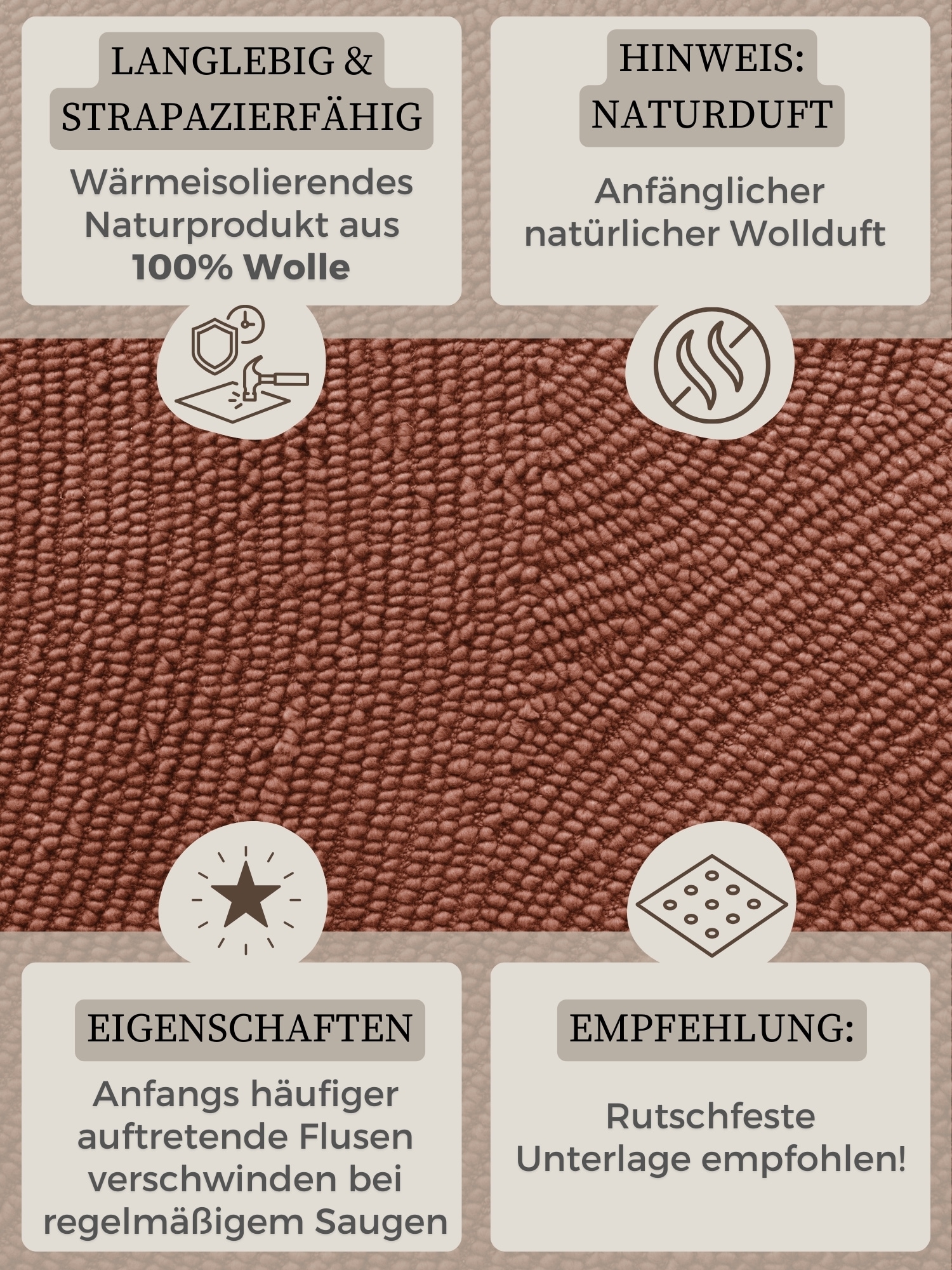 HANSE Home Wollteppich »Calmio , auch als Läufer und in rund« rechteckig 18 mm Höhe Handgetuftet, Wolle, Natur, Wohnzimmer, Schlafzimmer, Skandi, Hygge