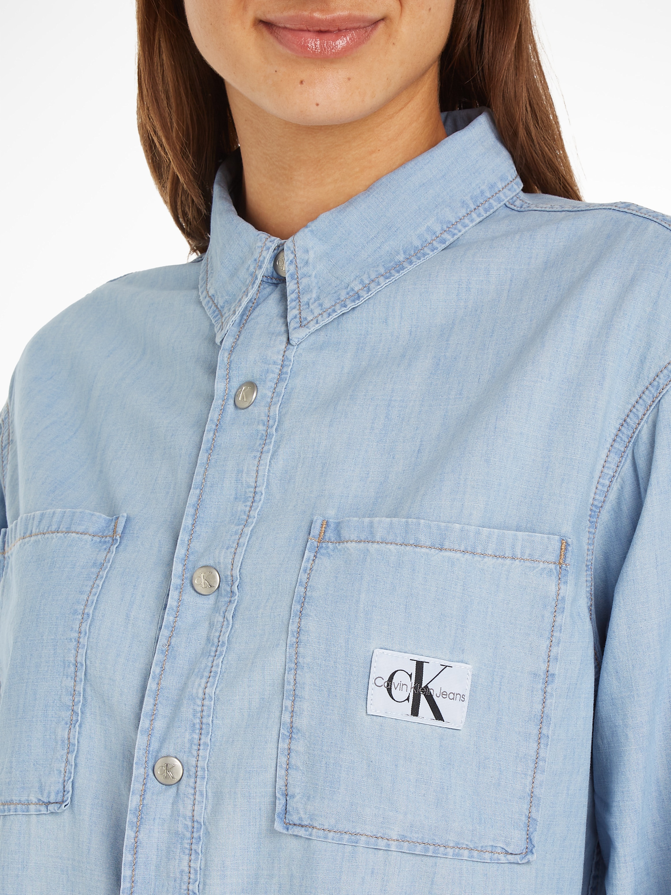 Calvin Klein Jeans Jeansbluse »OVERSIZED LS DENIM SHIRT«, mit Logopatch