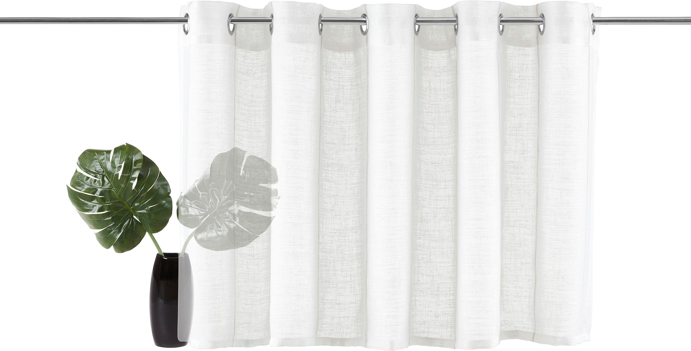 OTTO home Scheibengardine "Clea" Ösen 1 Stk. tlg. Polyester, mit braunen Längsstreifen in grober Struktur
