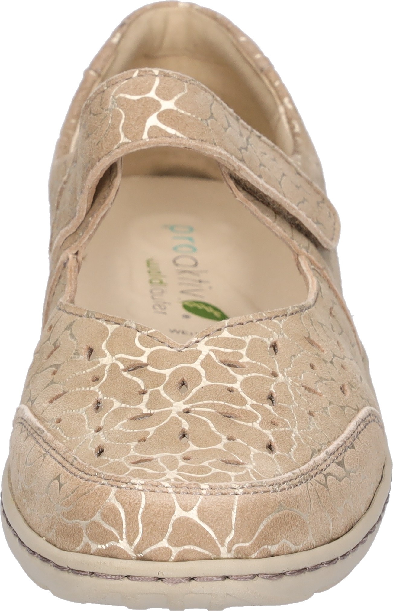 Riemchenballerina WALDLÄUFER "HENNI", Herren, Gr. 9,5 (44), beige, Nappaleder, gemustert, Schuhe Riemchenballerina, Komfortschuh, Halbschuh in Komfortweite H (= sehr weit) 3