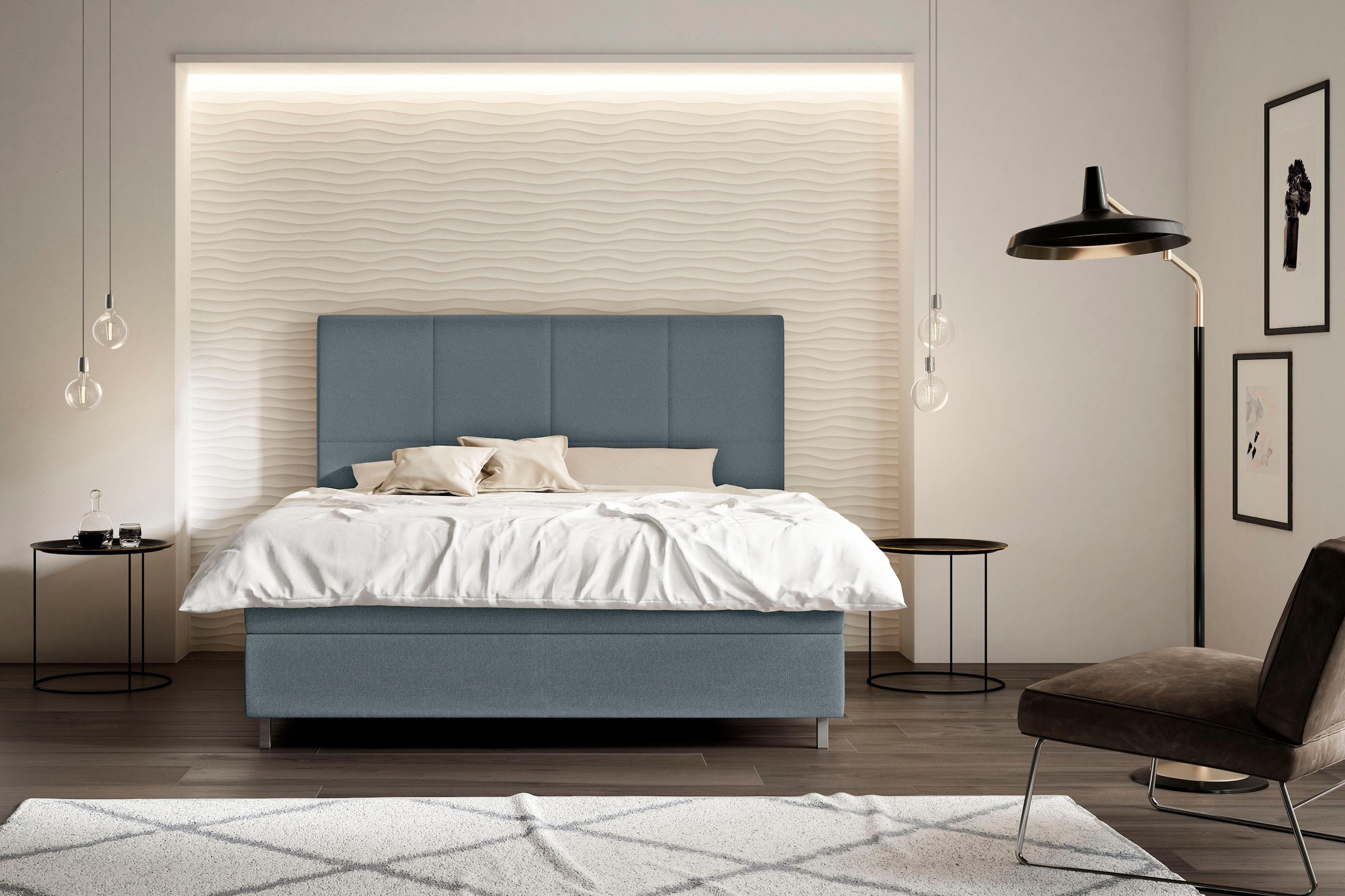 Boxspringbett »Saga«, GELTEX® Next Topper, Metallfuß in Chrom