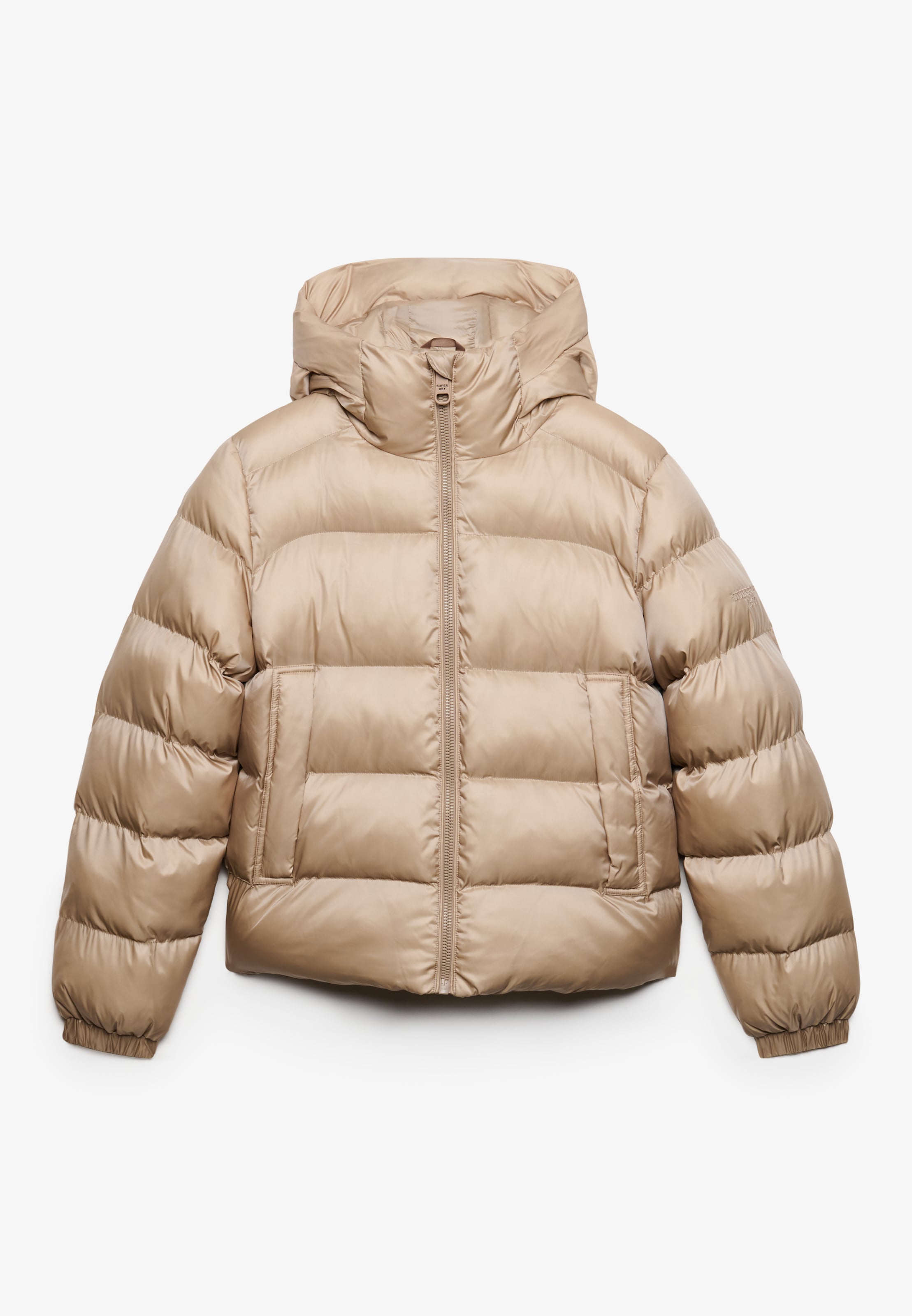 Superdry Steppjacke »HOODED SHINE PUFFER JACKET« mit Kapuze Kunstfaser, slim fit, in glänzender Optik