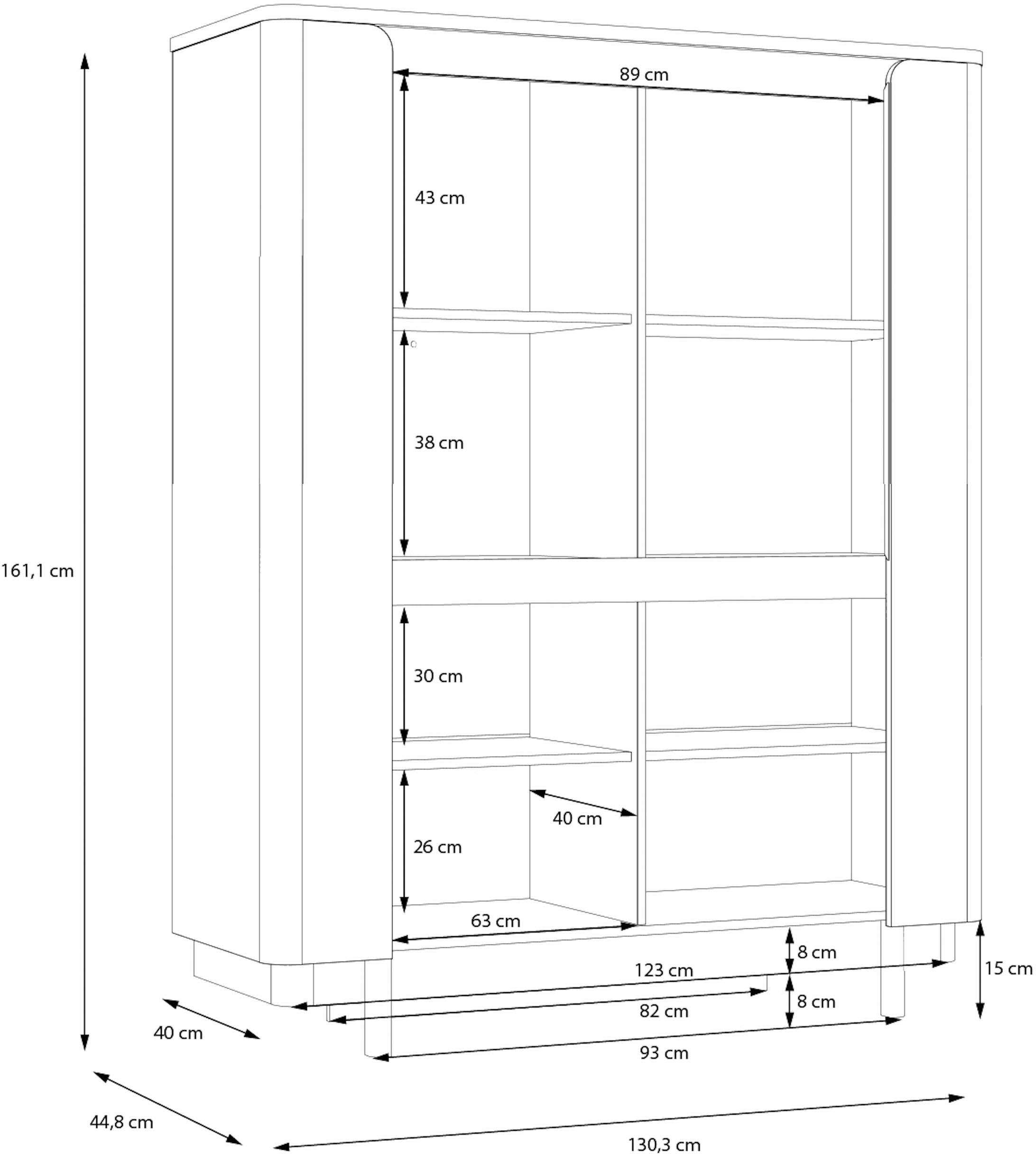 FORTE Vitrine »Vodol«, Highboard, Soft Close, ABS Kanten