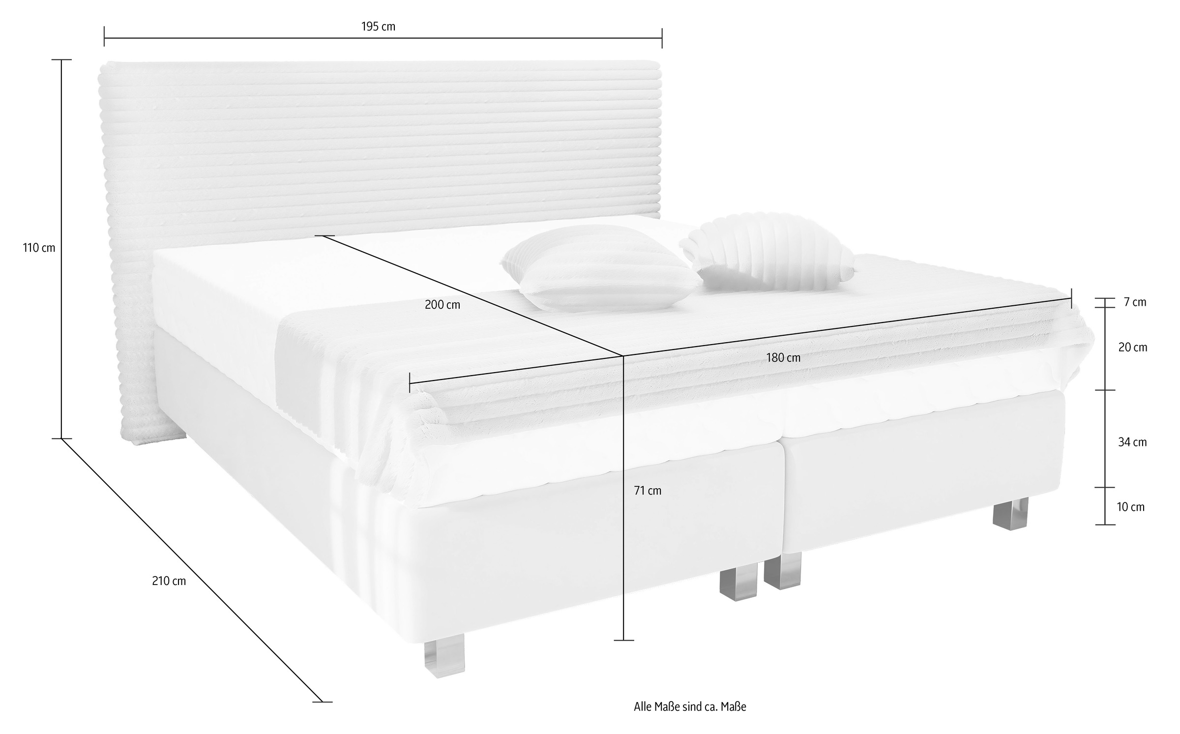 Westfalia Schlafkomfort Boxspringbett »Sven«, inkl. Zierkissen, wahlweise mit und ohne Kaltschaum-Topper