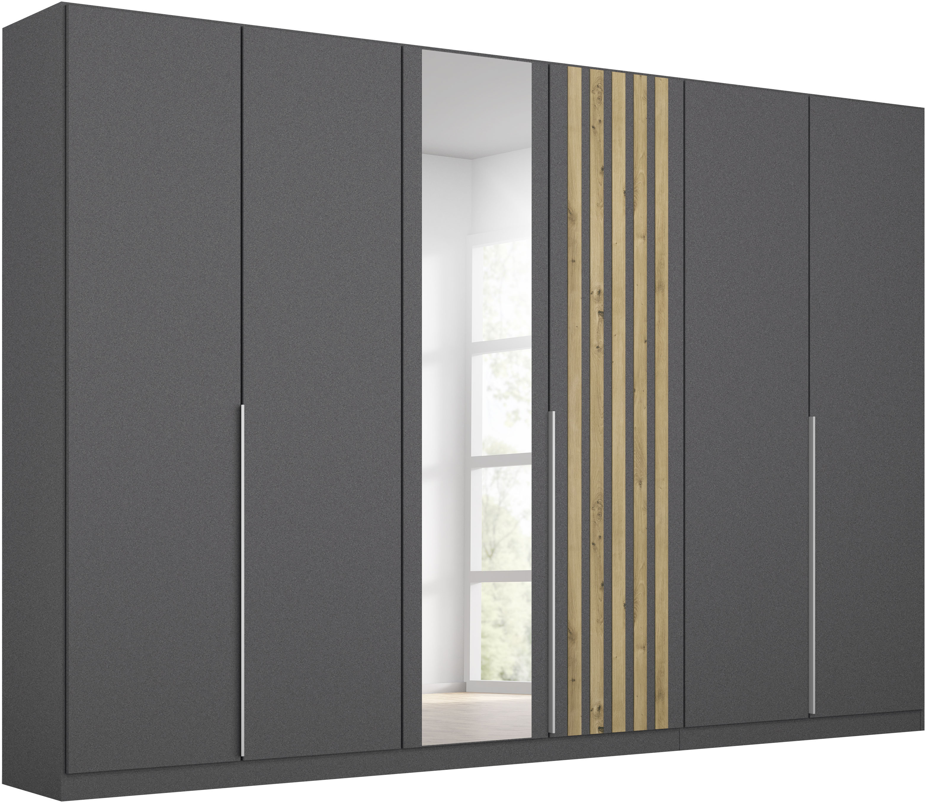 rauch "Kleiderschrank Schrank Garderobe Breiten 181/226/271 cm LAMELLA" 3 verschiedene Ausstattungen BASIC/CLASSIC/PREMIUM (inkl. SOFT-CLOSE), elegante Lamellen-Auflage in 3D Akustikpaneel Optik MADE IN GERMANY