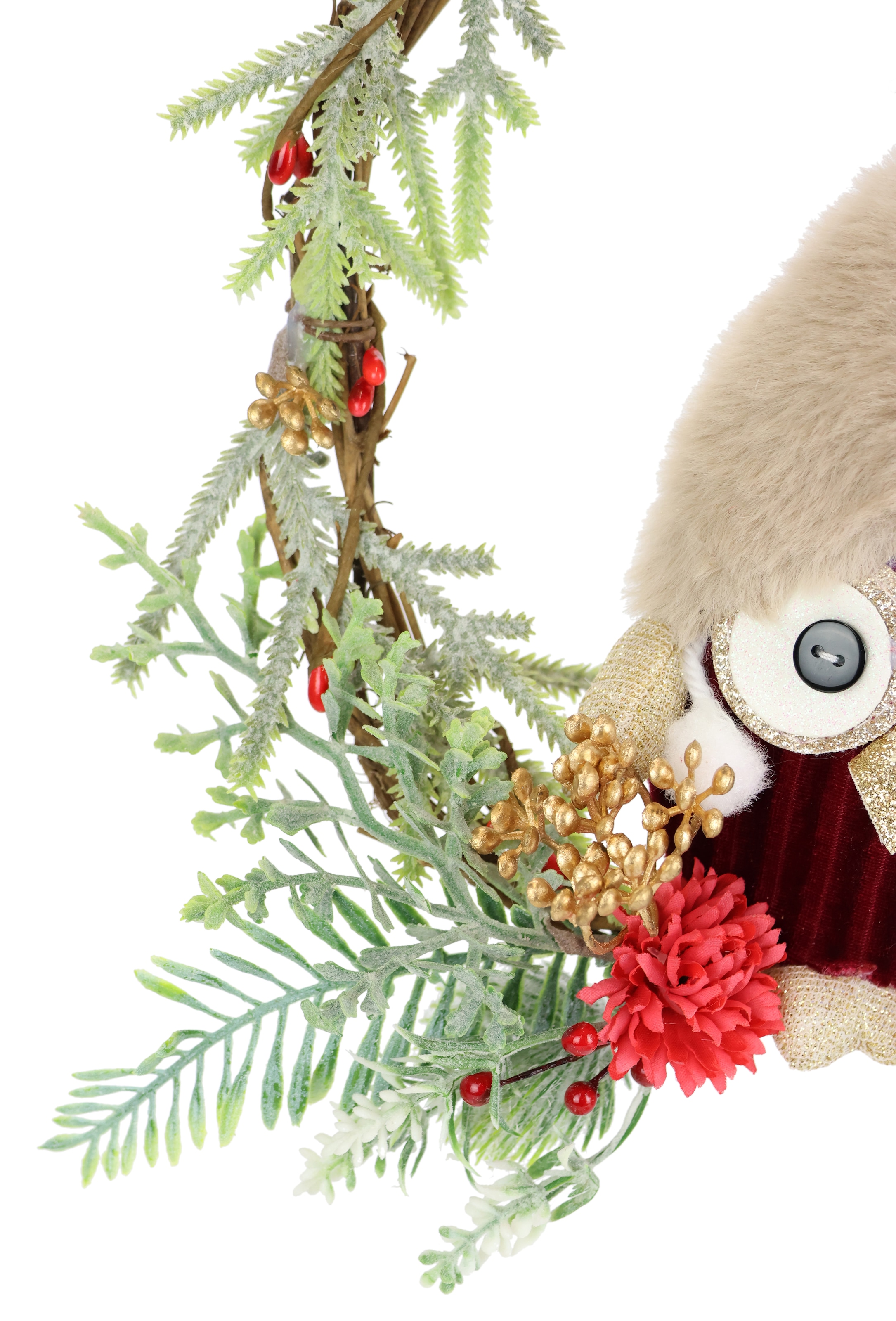 I.GE.A. Kunstkranz »Tannen-Kranz Eule/Beeren/Tanne«, Dekorierter Weihnachtskranz Deko Weihnachtsdeko Türkranz Adventskranz