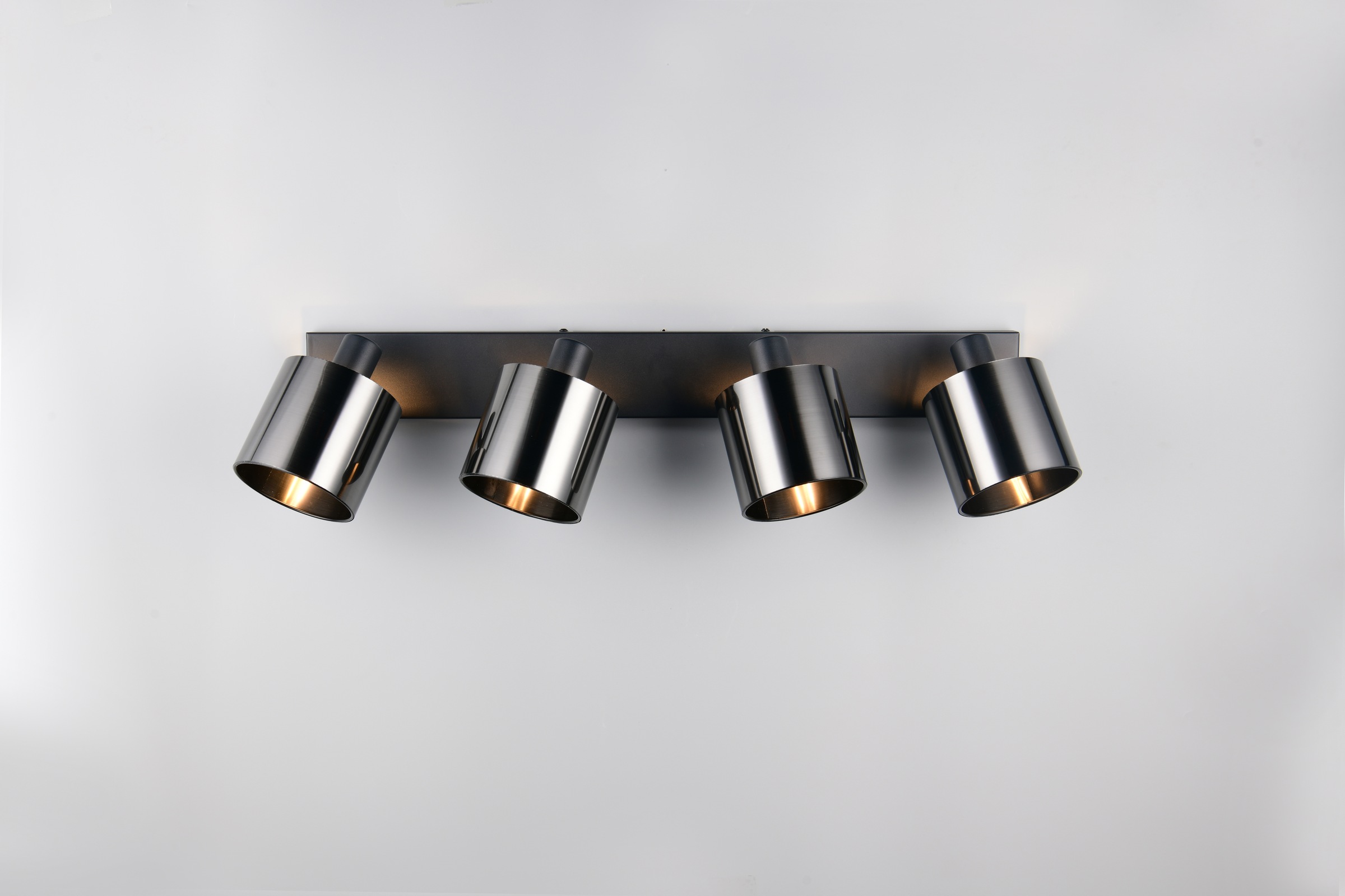 REALITY Leuchten Deckenstrahler »JASON, Deckenspot 4-flammig exkl 4x E4 max 10W, 76x22x12 cm (B/H/T)« E14 1 Stk. warmweiß - kaltweiß 4 verstellbare Strahler, Metall schwarz, Lampenschirm rauchgrau