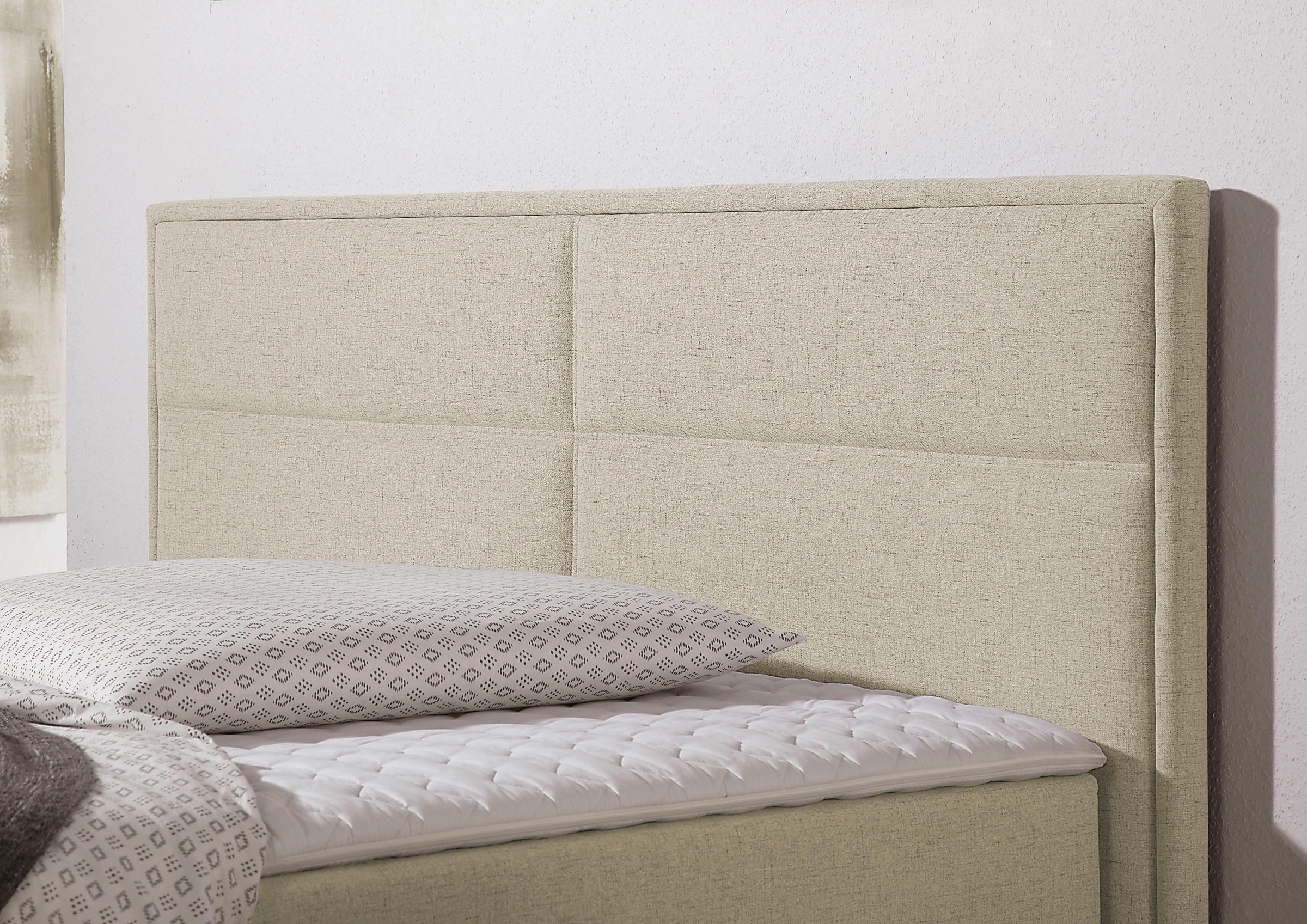 Boxspringbett HOME AFFAIRE "Caria", beige (creme, beige), B:171cm L:209cm, Strukturstoff-Bezug (100% Polyester);Topperbezug 100% Polyester, Komplettbetten, Boxspringbett, in 5 Breiten, 3 Matratzen-Ausführungen, 2 Härtegraden, Topper 8
