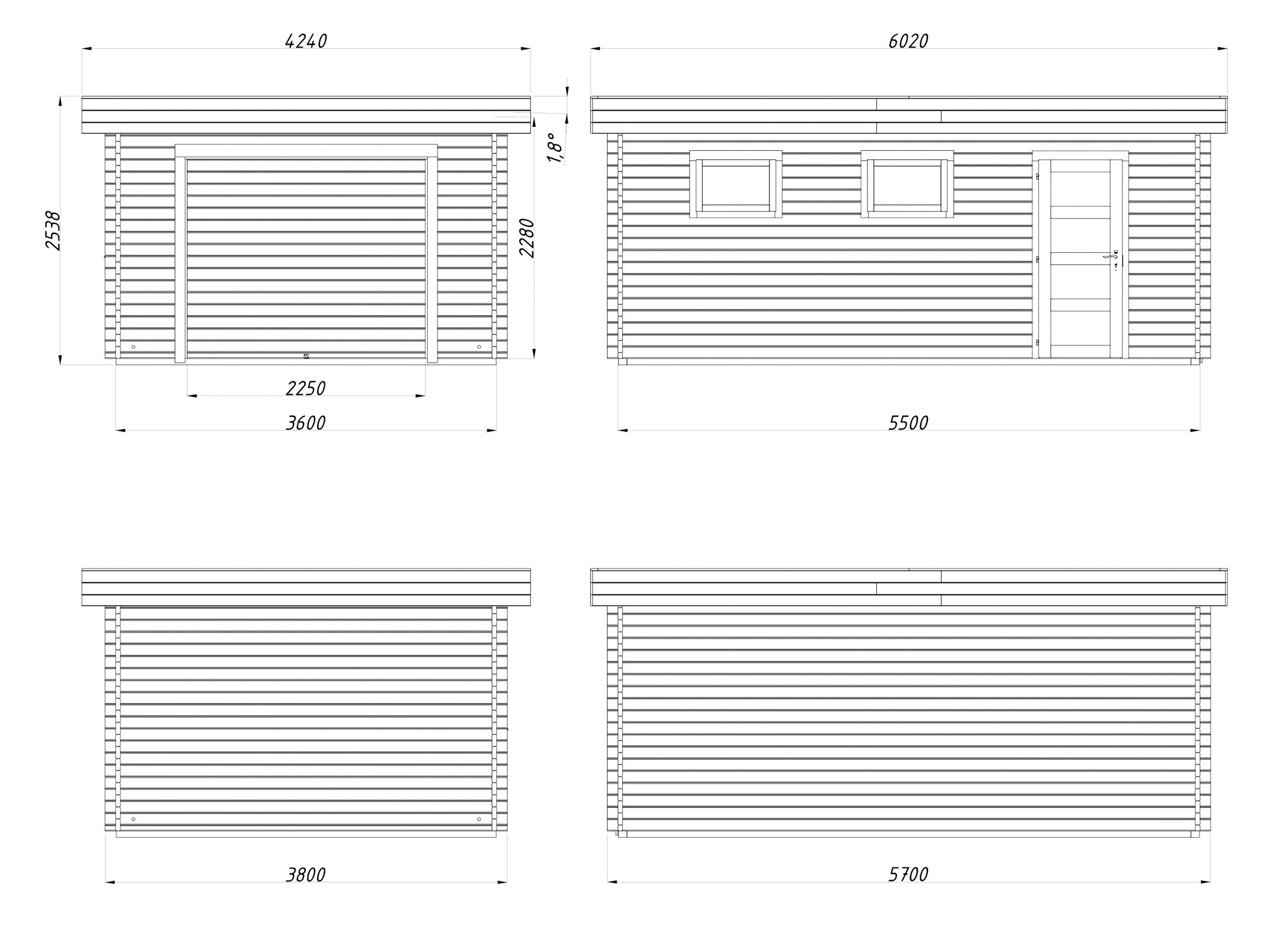 Palmako Garage »Rasmus, ohne Tor« BxTxH: 420x598x253 cm