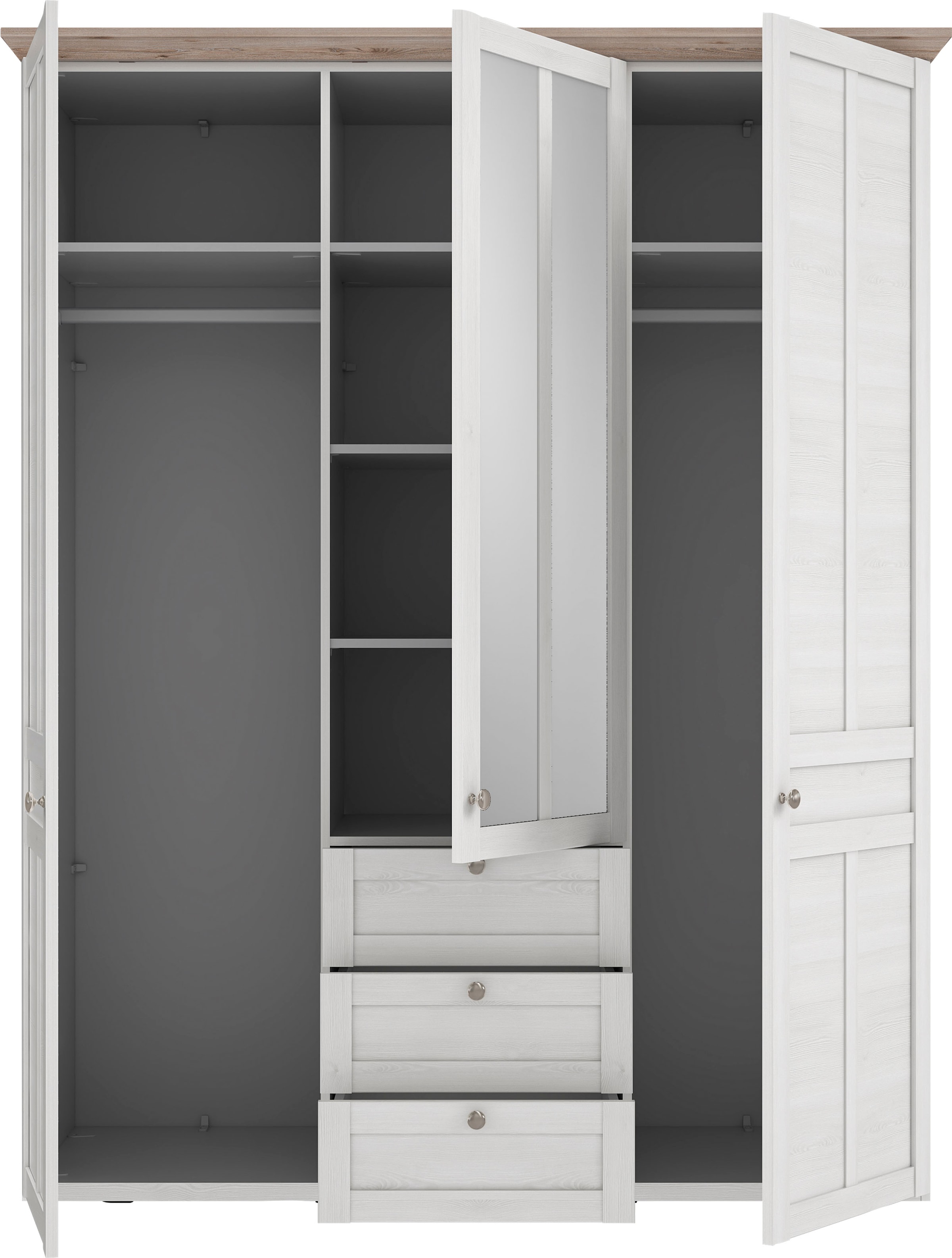 FORTE Kleiderschrank »Iloppa«, (Maße: B/H/T ca. 155x192,6x57,3 cm), im Landhausstil