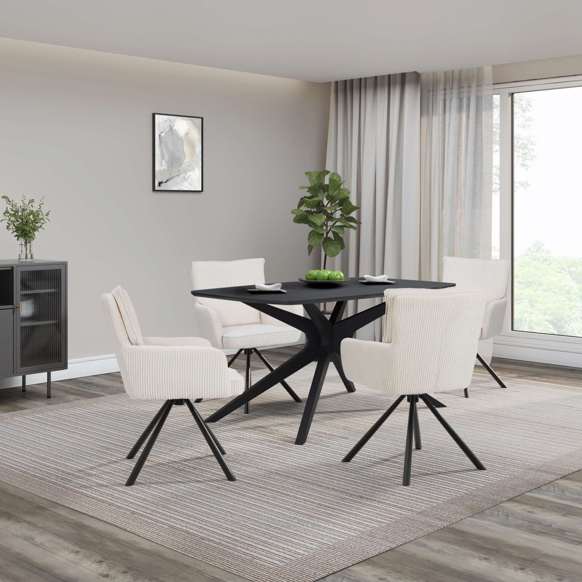 OTTO home Esstisch "Dakona" Tischplatte mit Holzstruktur, schwarze Metallbe günstig online kaufen