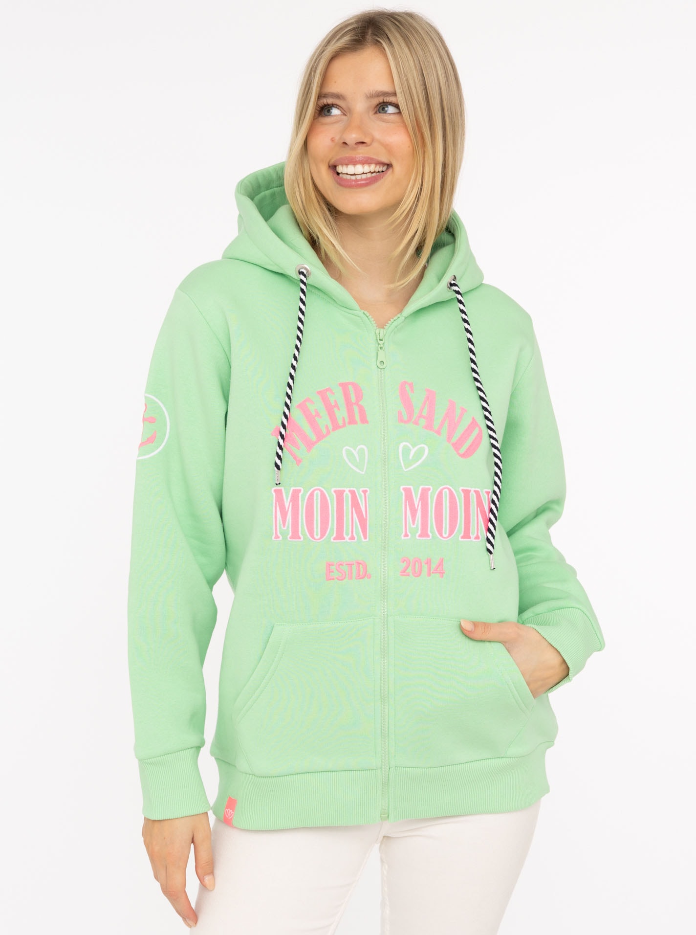 Zwillingsherz Sweatjacke ""Moin Moin"" Kapuze, Langarm, Reißverschluss, mod günstig online kaufen