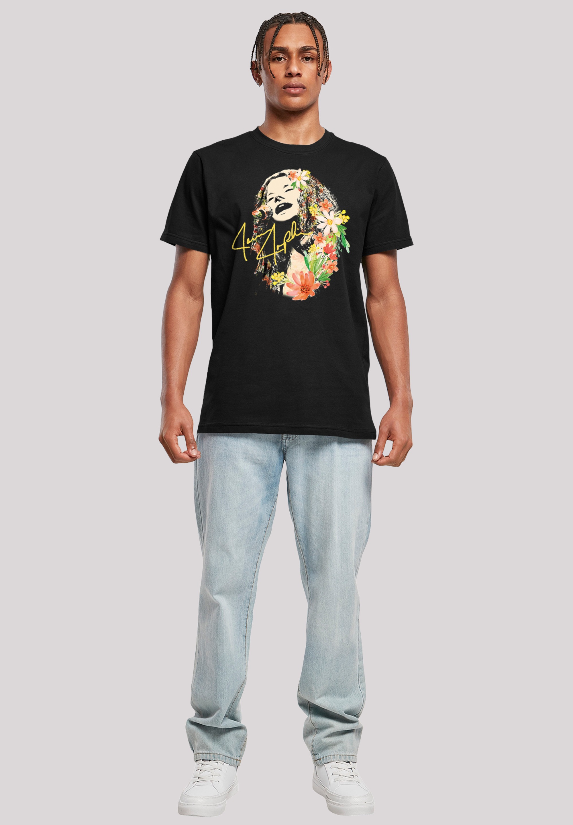 F4NT4STIC T-Shirt »Janis Joplin Blumen«, Herren,Premium Merch,Regular-Fit,Basic,Bandshirt