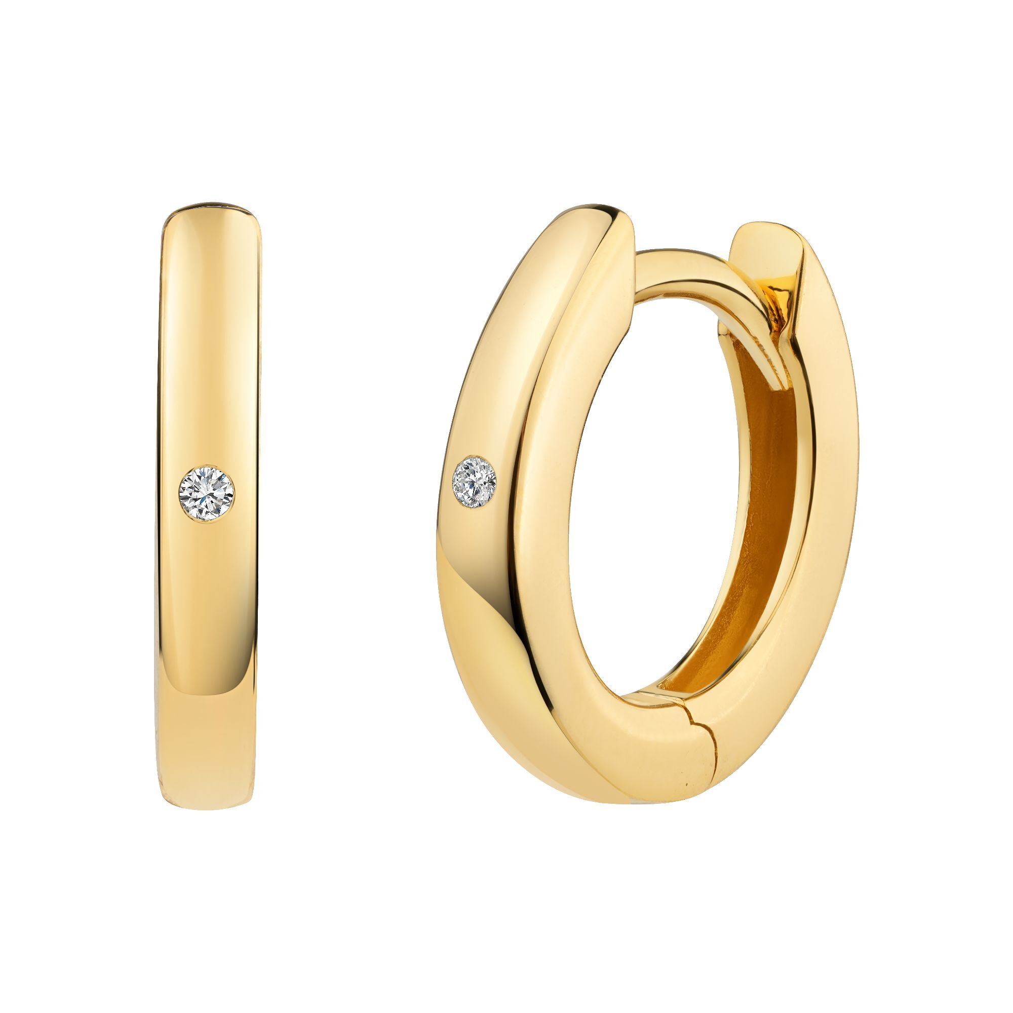 CAÏ Damen Paar Creolen "925 Silber vergoldet Zirkonia", one-size, Silber 925 (Sterlingsilber), weiß, Silber 925 (Sterlingsilber), Ohrringe