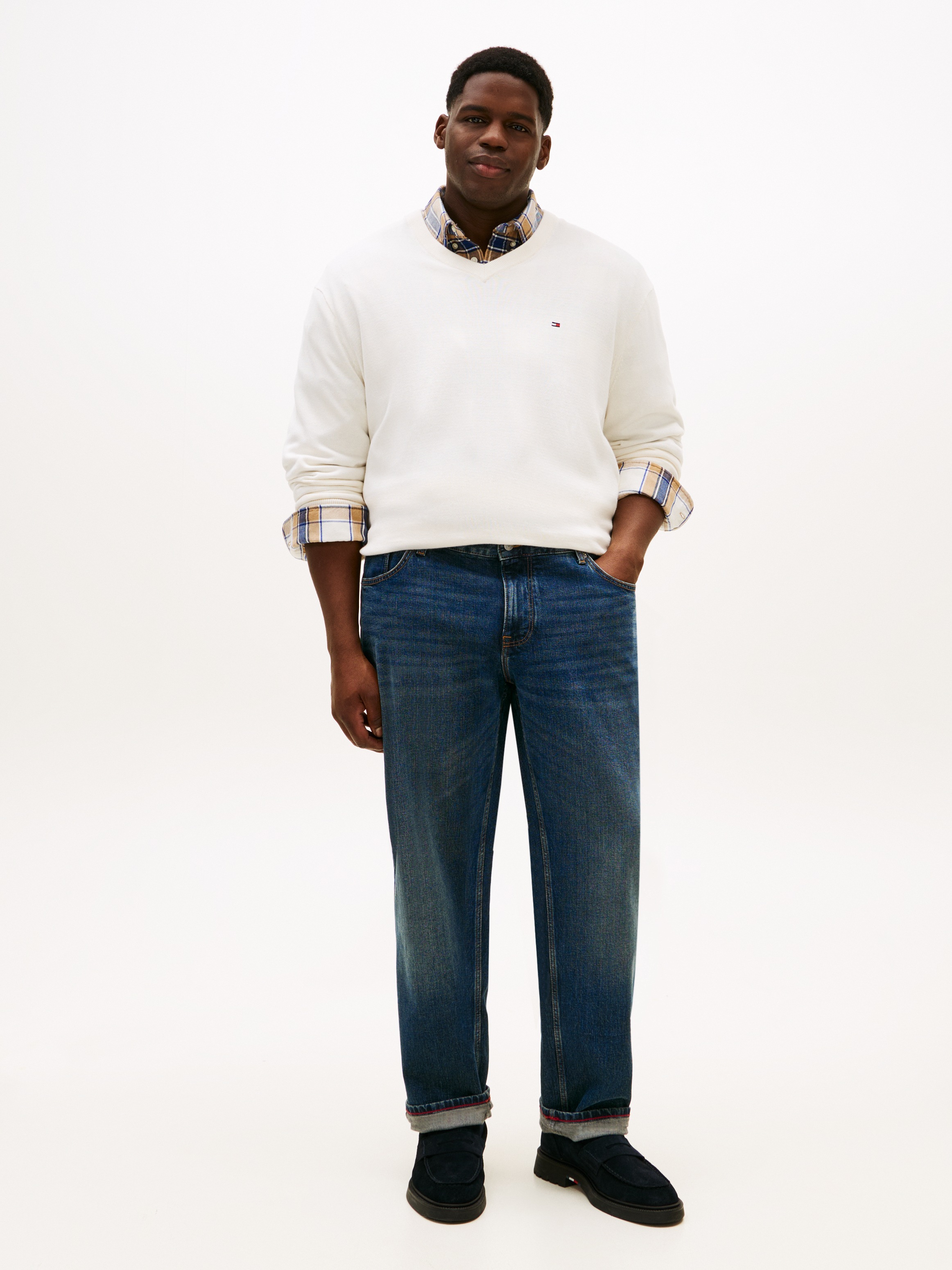 Thumbnail - Tommy Hilfiger Big & Tall V-Ausschnitt-Pullover "BT-ESSENTIAL COTTON" Rippbündchen am Ärmel, Saum und Ausschnitt, Große ...