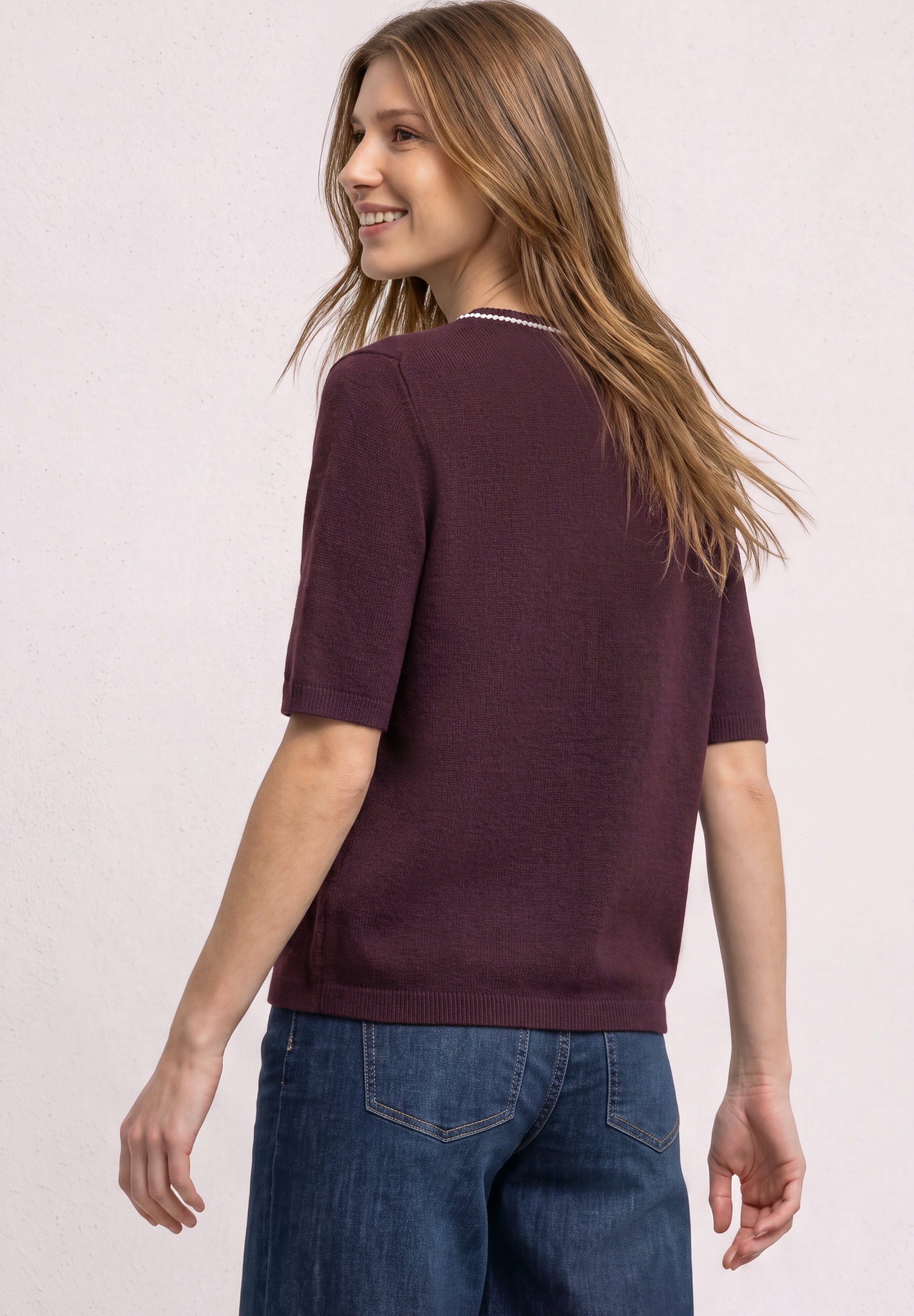 STREET ONE Kurzarmpullover im soften Baumwoll-Mix
