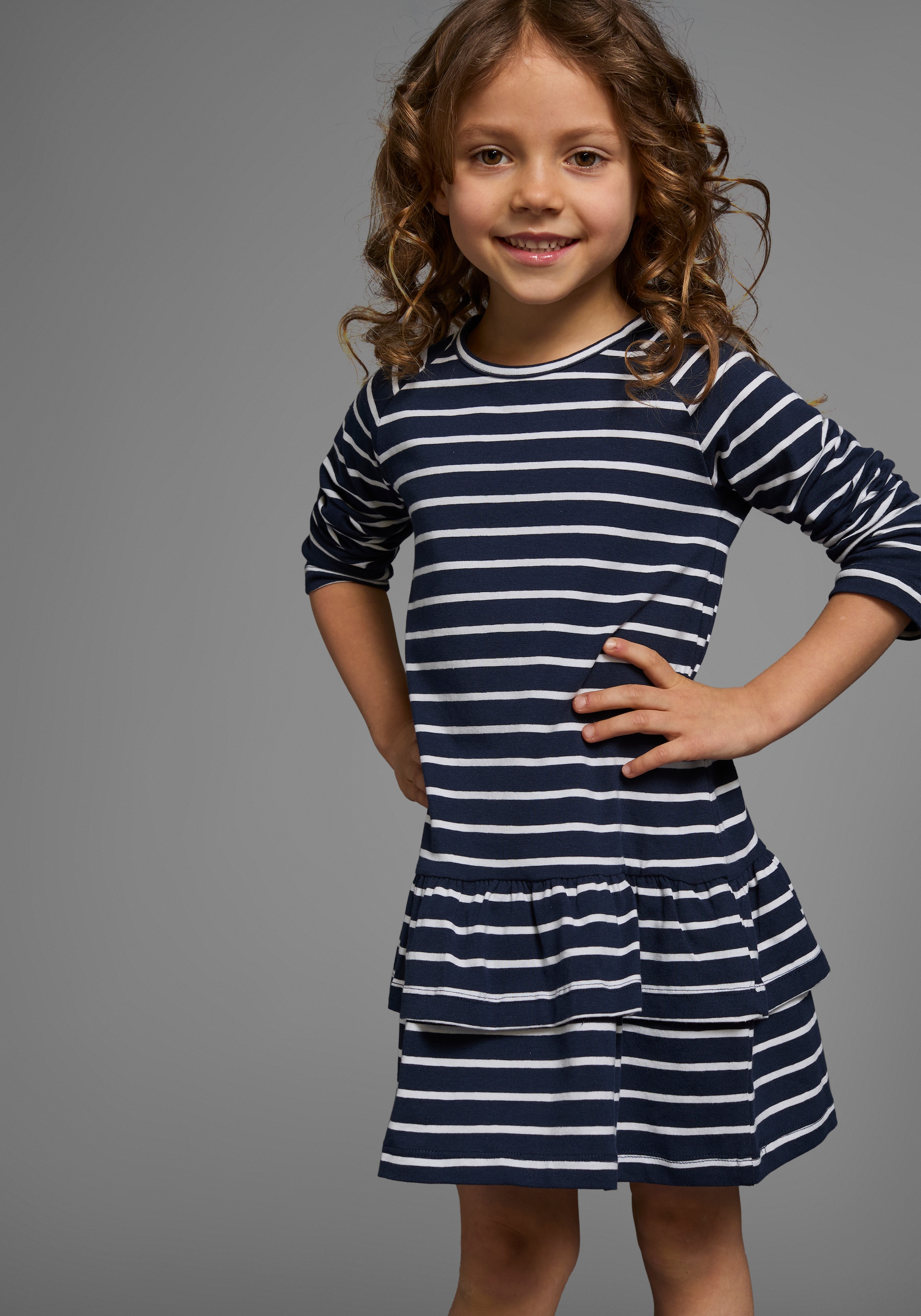 KIDSWORLD Jerseykleid », 2er Pack für kleine Mädchen«, (Packung, 2 tlg.), festliche Anlässe, kniefrei, verspielt, aus Jersey, Langarm