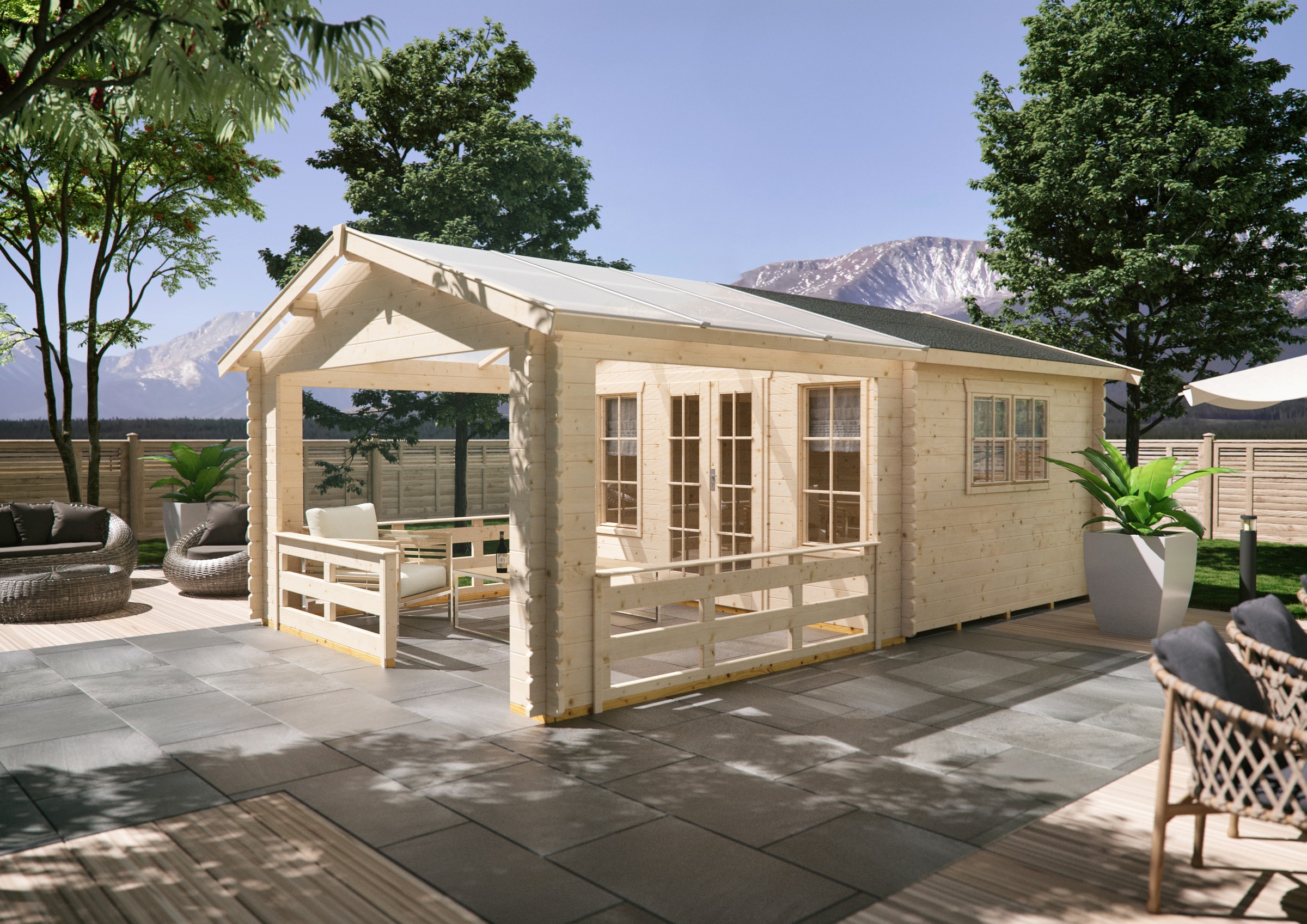 Skan Holz Holz-Gartenhaus Holmestrand Natur 380 cm x 300 cm günstig online kaufen