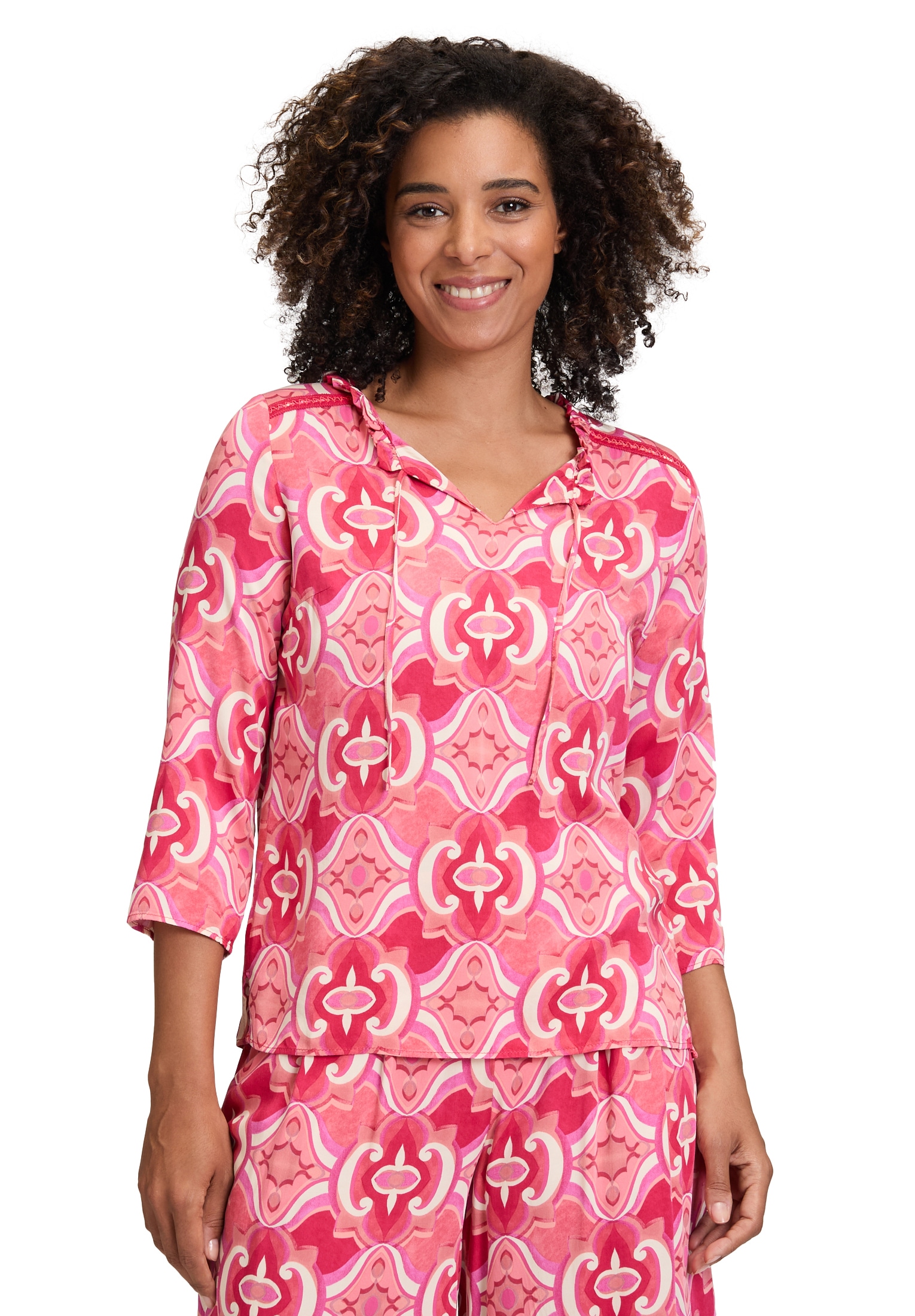 Cartoon Schlupfbluse "Cartoon Casual-Bluse mit Rüschen" günstig online kaufen