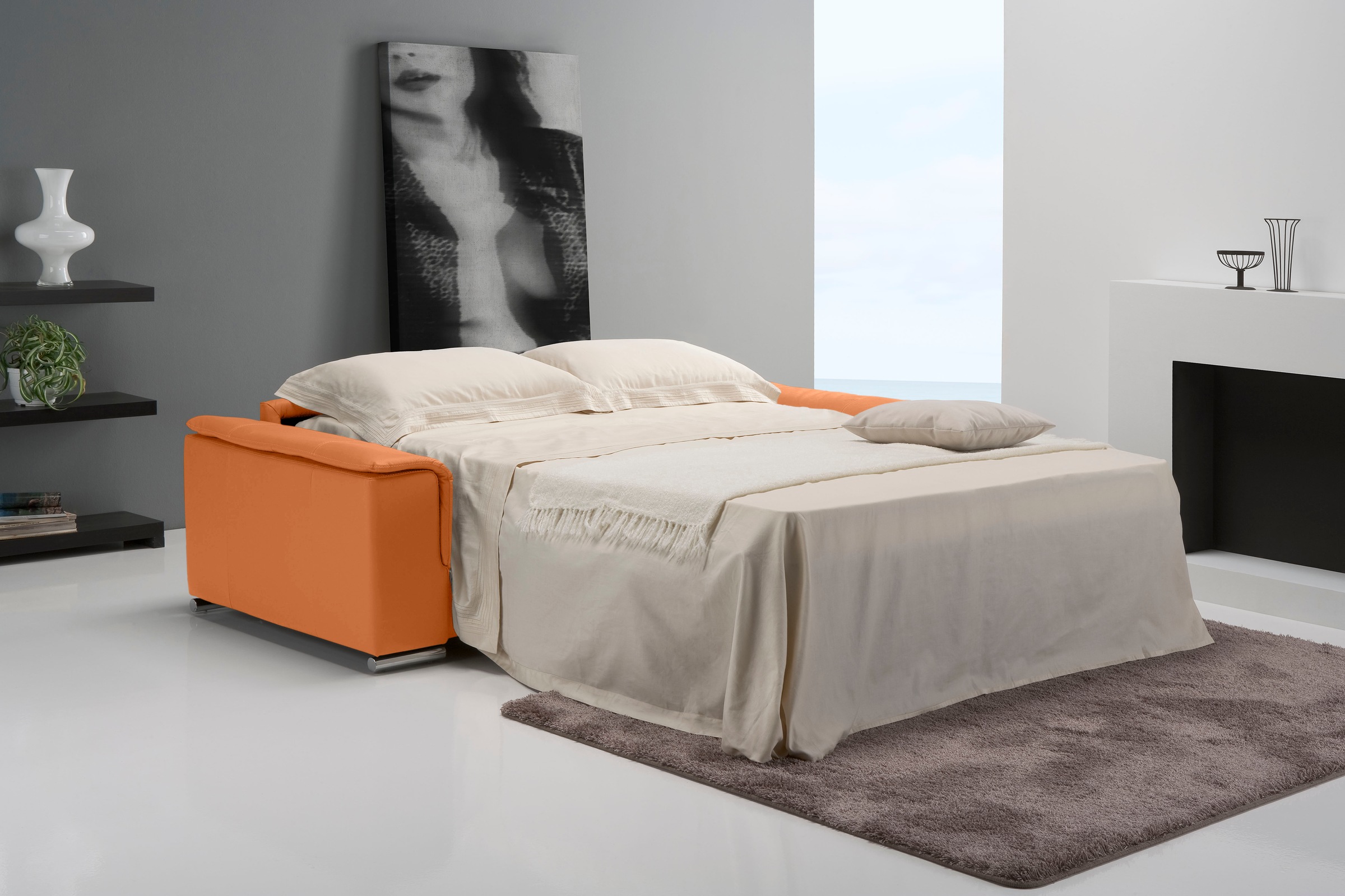 Egoitaliano Schlafsofa »Cecilia, modern & elegant, erstklassiger Sitzkomfort, Dauerschläfer«, inkl. Matratze und hochwertigem Metallbettrahmen, toller Schlafkomfort