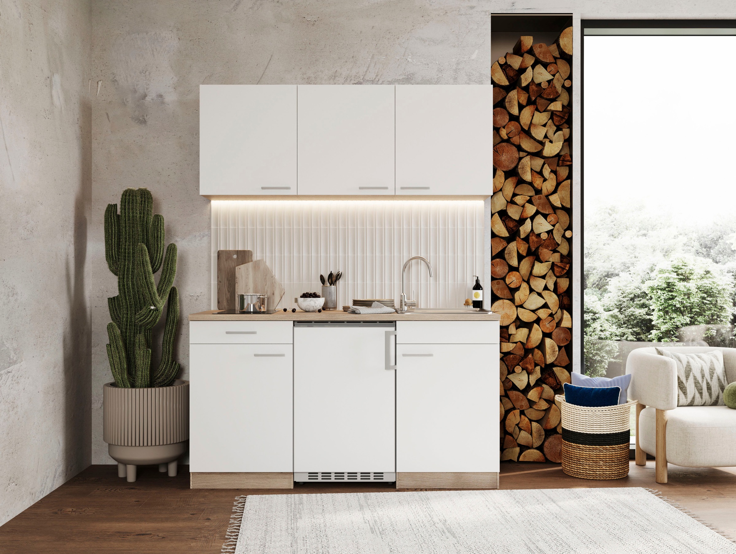 RESPEKTA Pantryküche "Luis, Glaskeramikkochfeld, wahlweise Mikrowelle, Korp günstig online kaufen