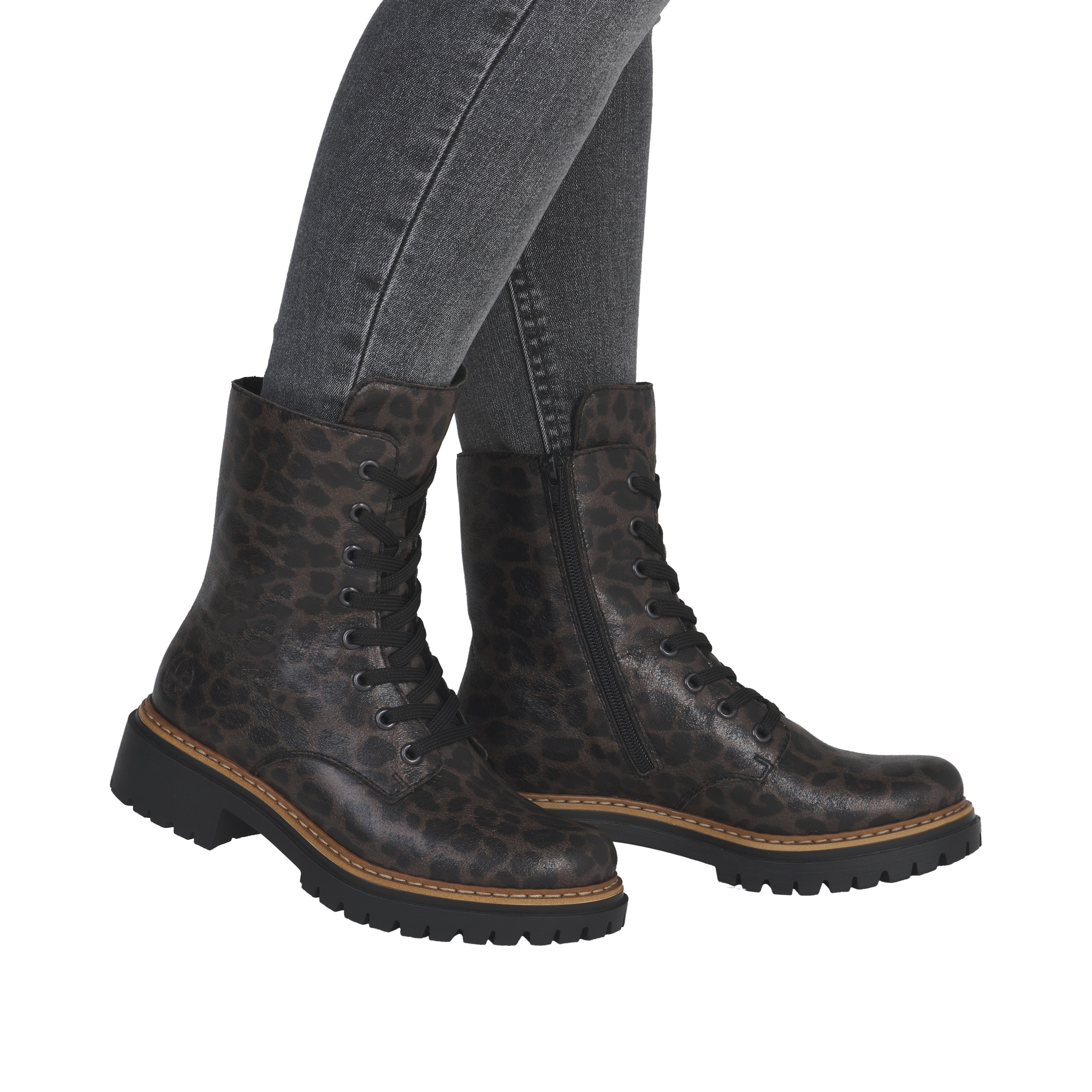 Rieker Schnürboots, Schnürstiefelette, Profilsohle, mit kontrastfarbenem Sohlenrand