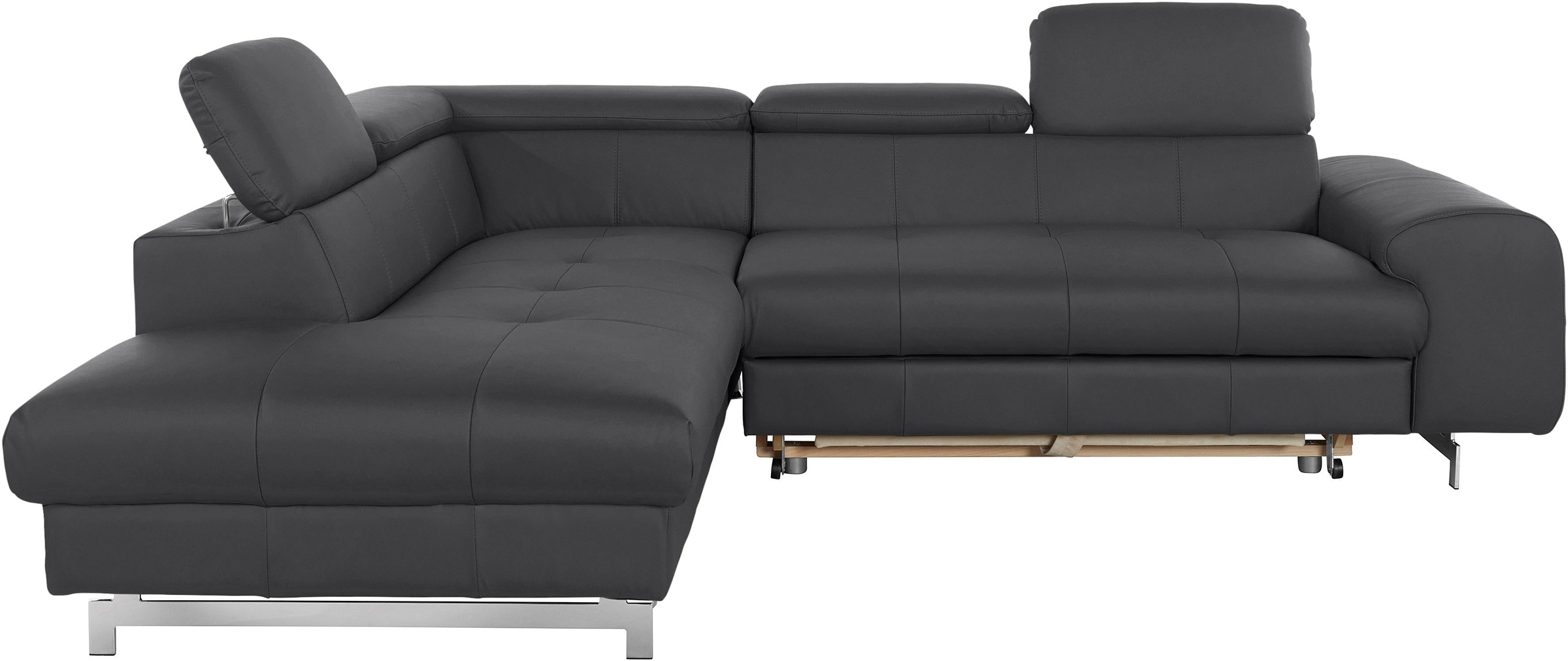 COTTA Ecksofa »Chef L-Form«, mit Kopfteilverstellung, edle Metallkufen, wahlweise mit Bettfunktion