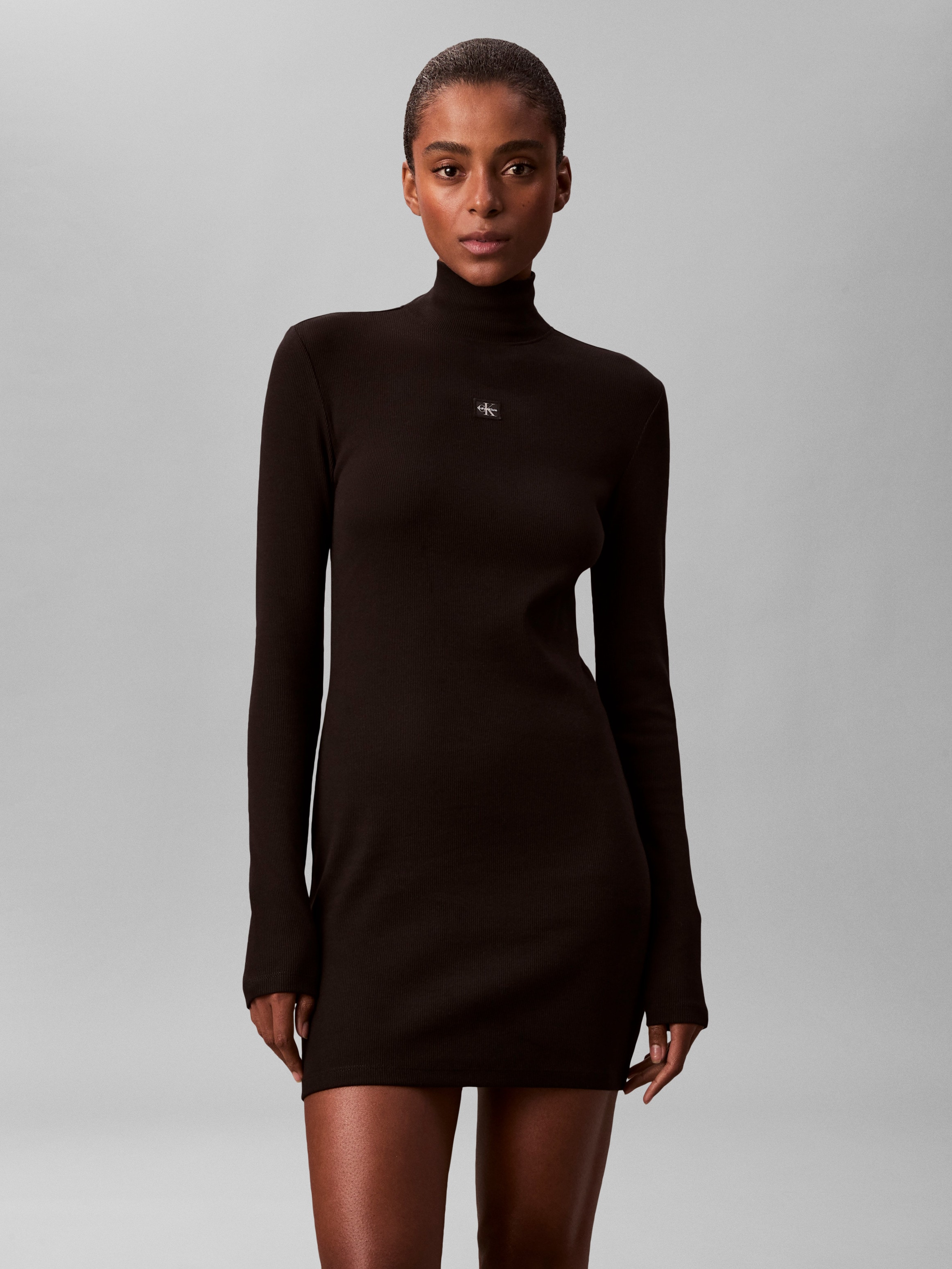 Calvin Klein Jeans Minikleid Ohne Tasche Figurbetonte Passform mit Stehkrag günstig online kaufen