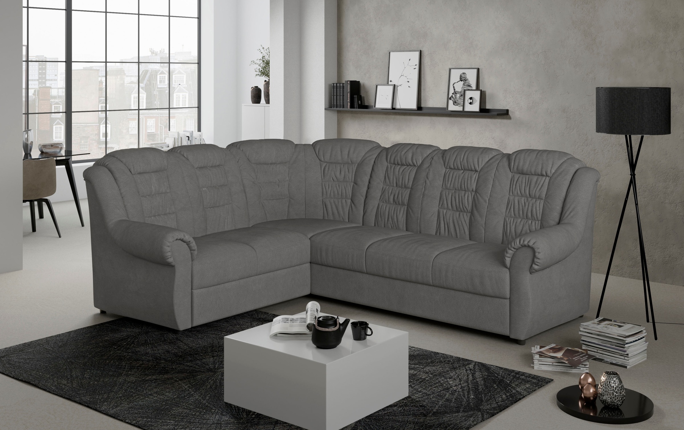 Home affaire Ecksofa »Boston L-Form«, mit hoher Rückenlehne, wahlweise mit Bettfunktion & Stauraum
